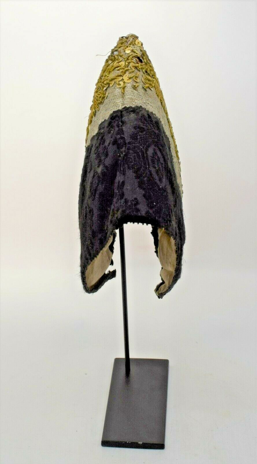 Antique 18th Century Woman’s Hat Coif Winter Weight Black Jacquard European