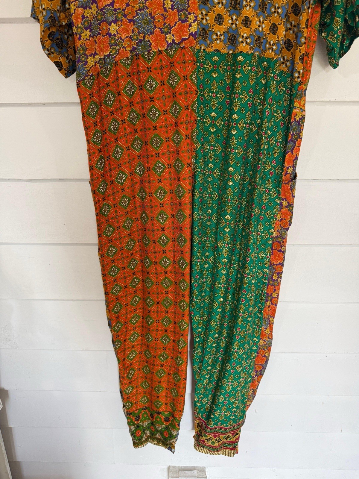 Vintage 90s OK Mike Hip Hop Relaxed Patchwork Flowy Romper Jumpsuit One Size