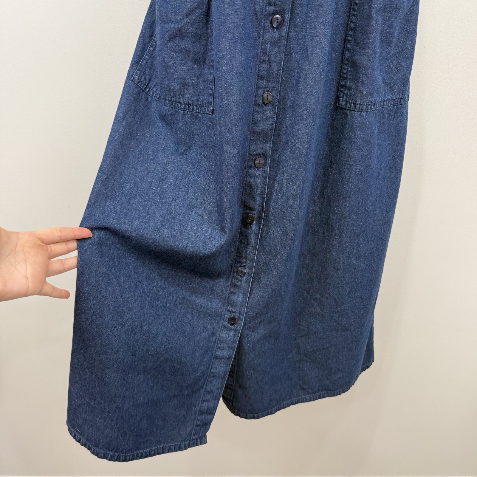 VTG 90s Bobbie Brooks Denim Dress XL Garden Gingham Cottage Country Teacher Maxi