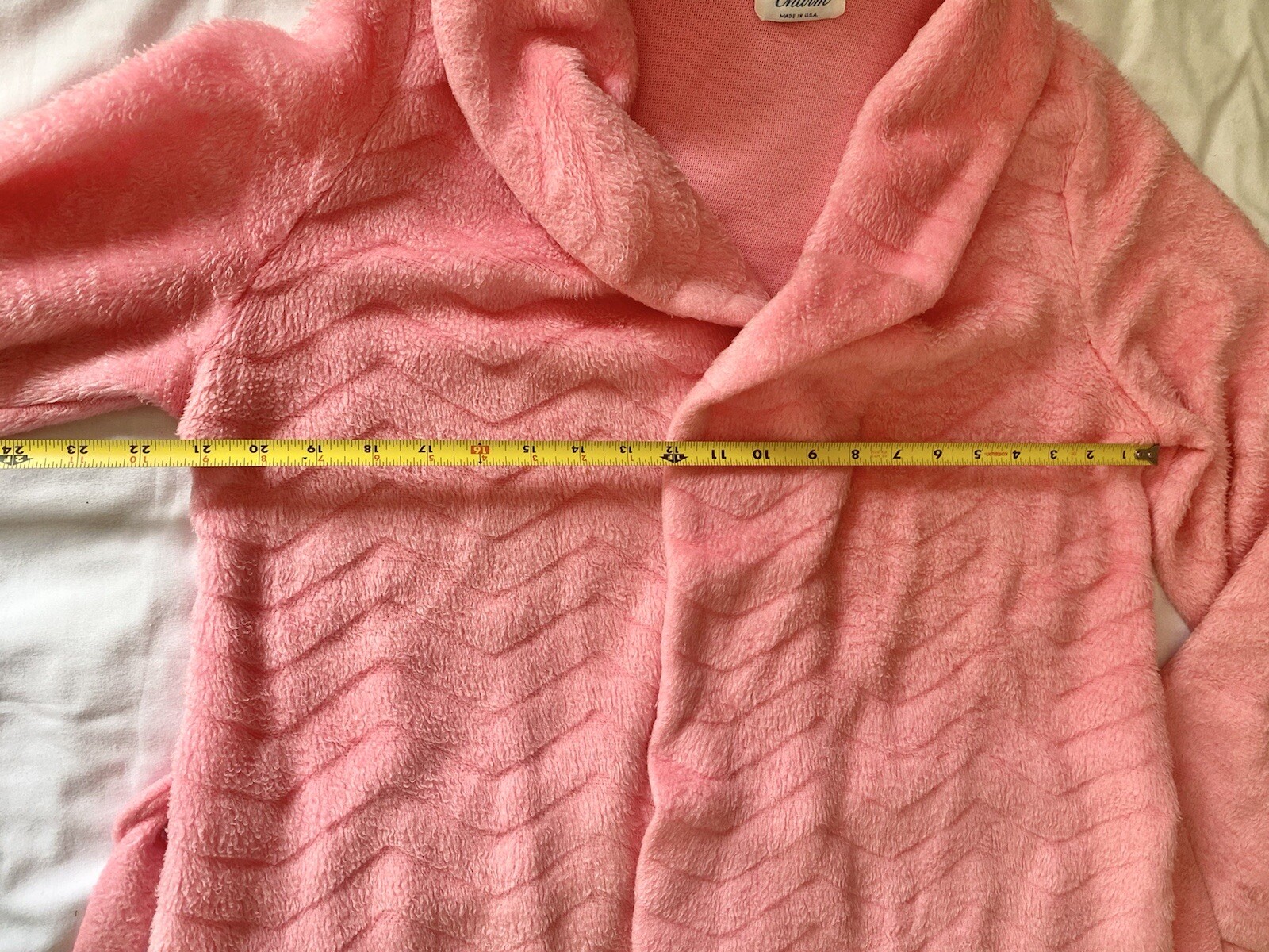 Vintage It’s A Charm Women’s Robe Kimono Long Pink Chevron Textured Medium