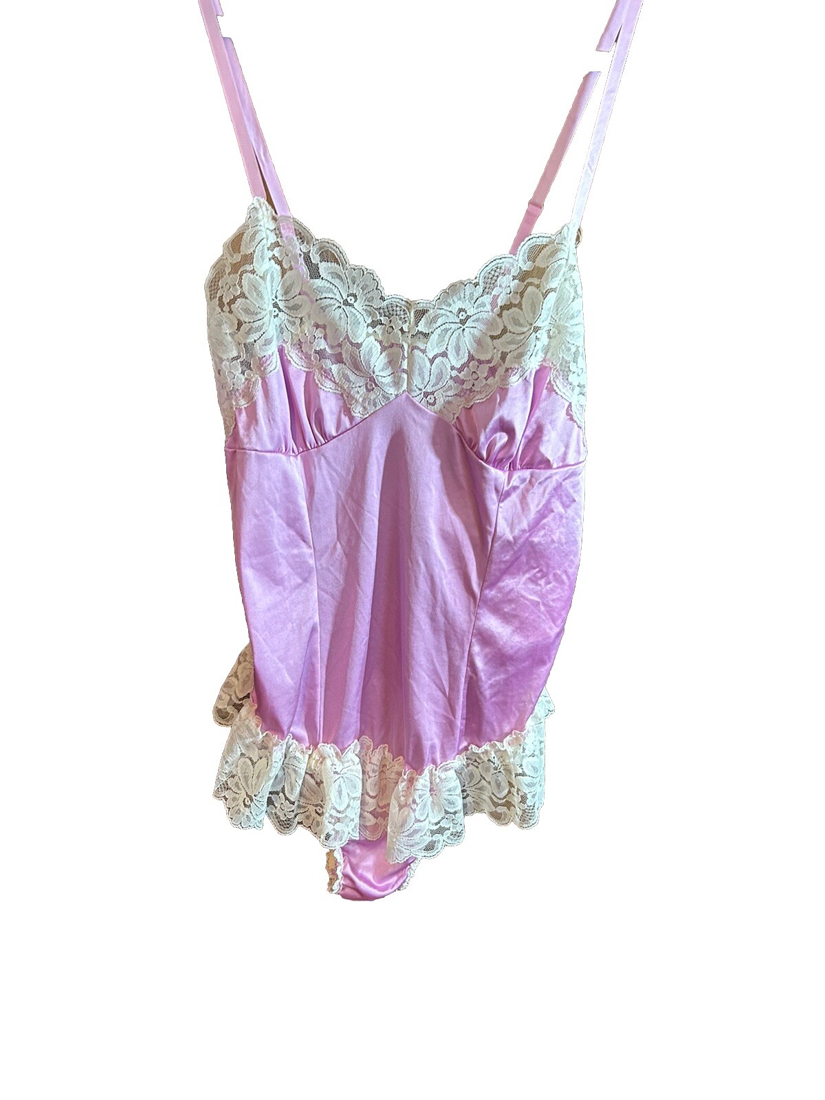 VTG NWT Blush Teddy + Garters Pink 70s Sexy Size M Baby Doll Lingerie Satin NEW