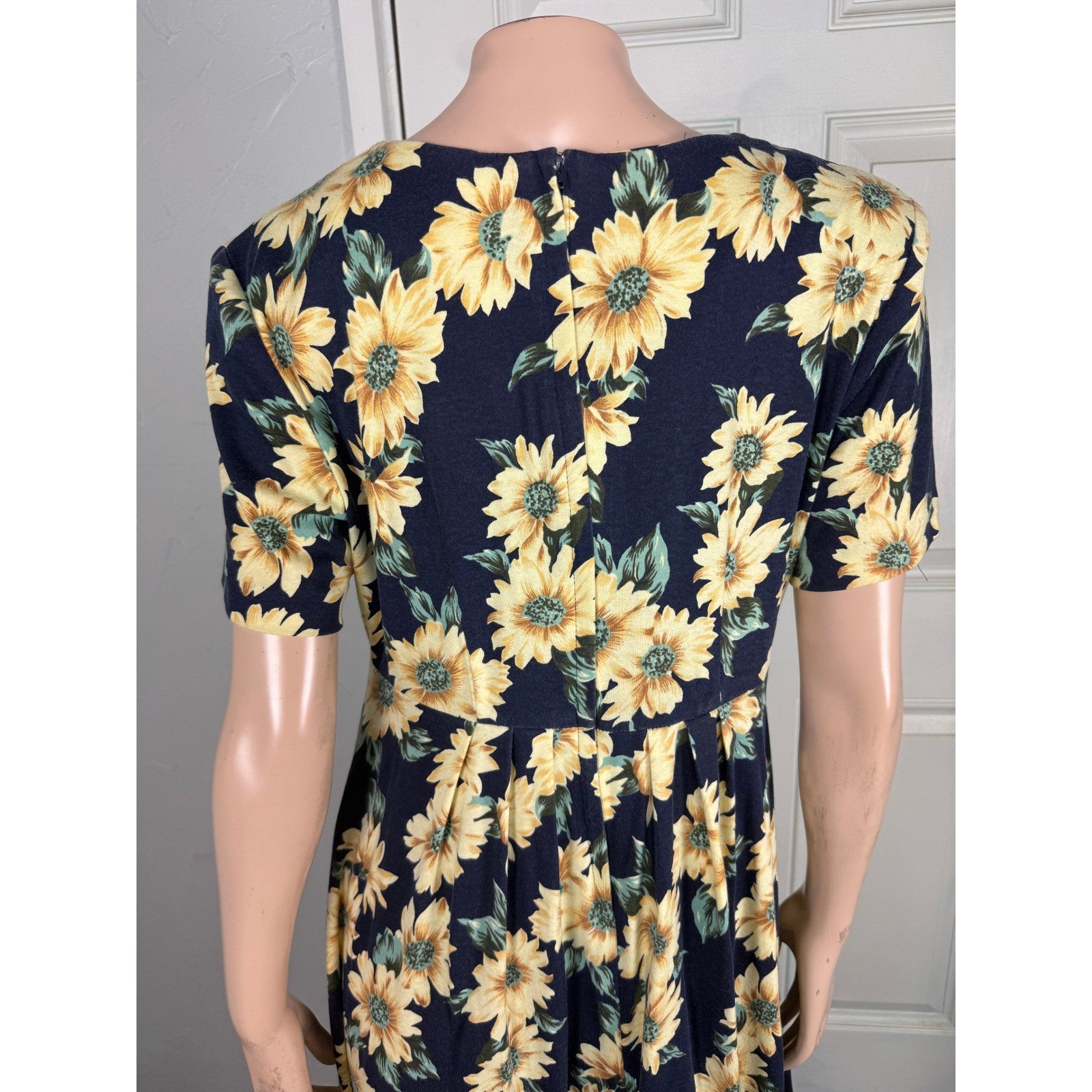 Vintage 80s 90s Dress Paquette Too! Cotton 6 Floral Sunflower Short sleeve V3-26