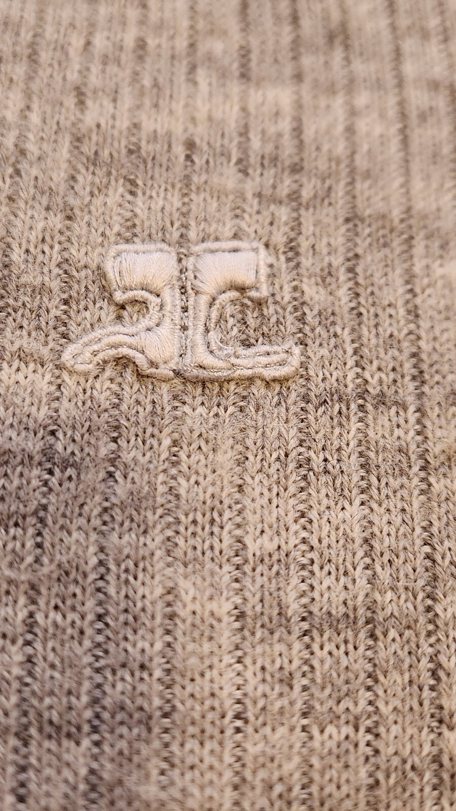 COURREGES Vintage 1970’s Logo Ribbed Sweater Gray S