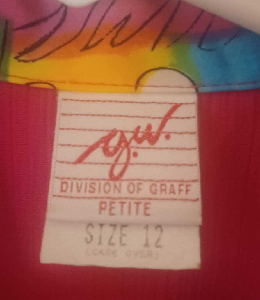 VTG G.W Division of Graff 80’s Bold Neon Colors Crop Blouse Jacket sz 12