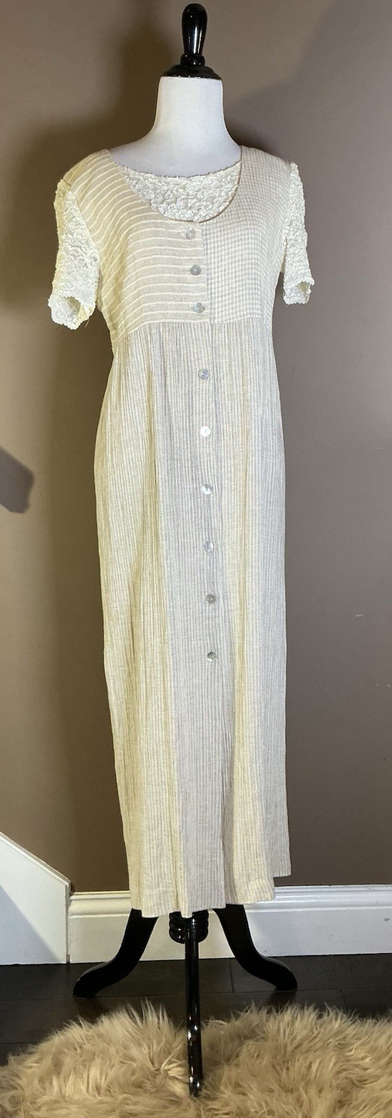 K.C. Spencer Vintage 80s 90s Prairie Lace Layered Cottagecore Maxi Dress