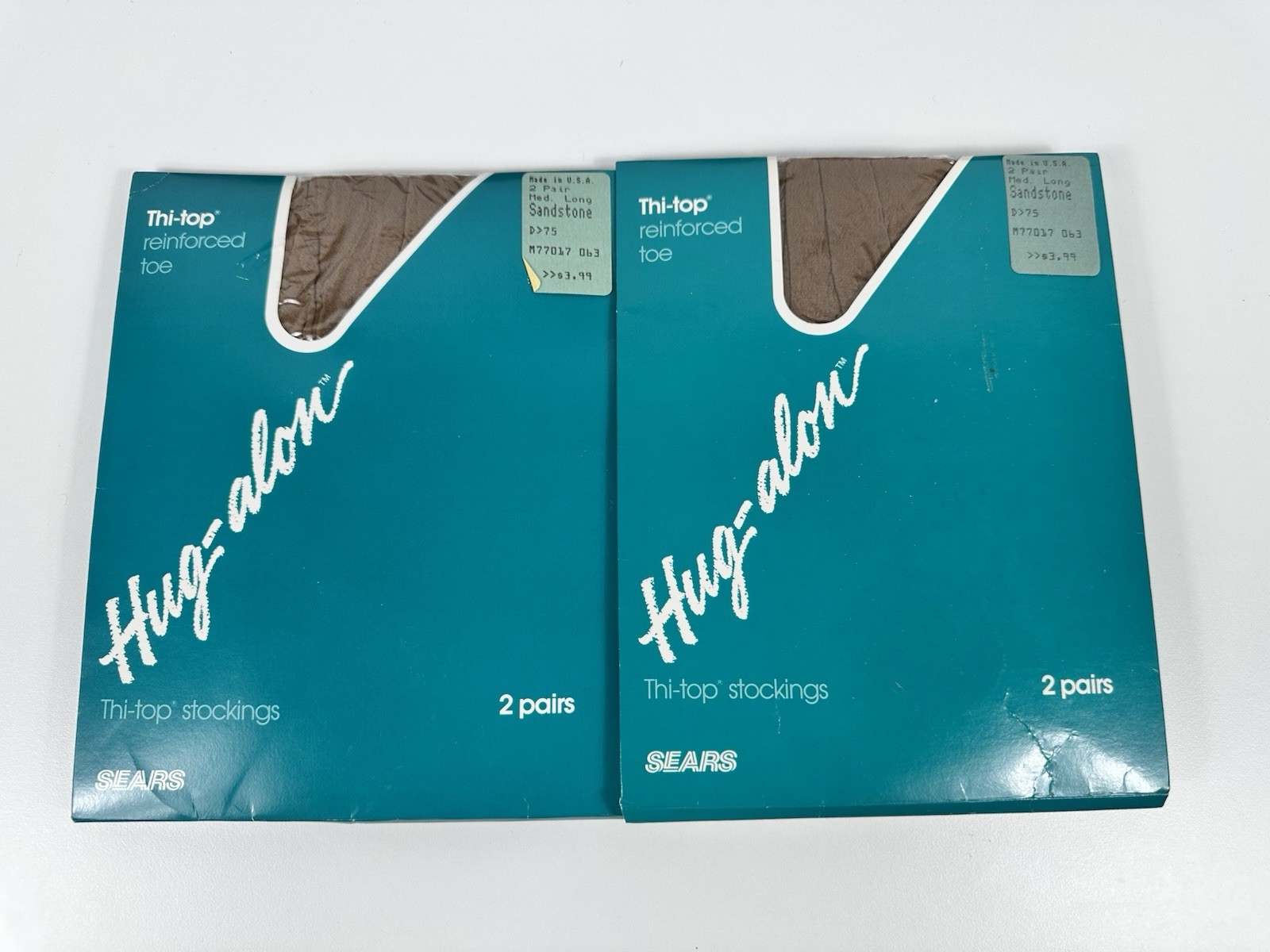Vintage Sears Hug-alon Thi-top Stockings Sandstone 2 Packs Made in USA