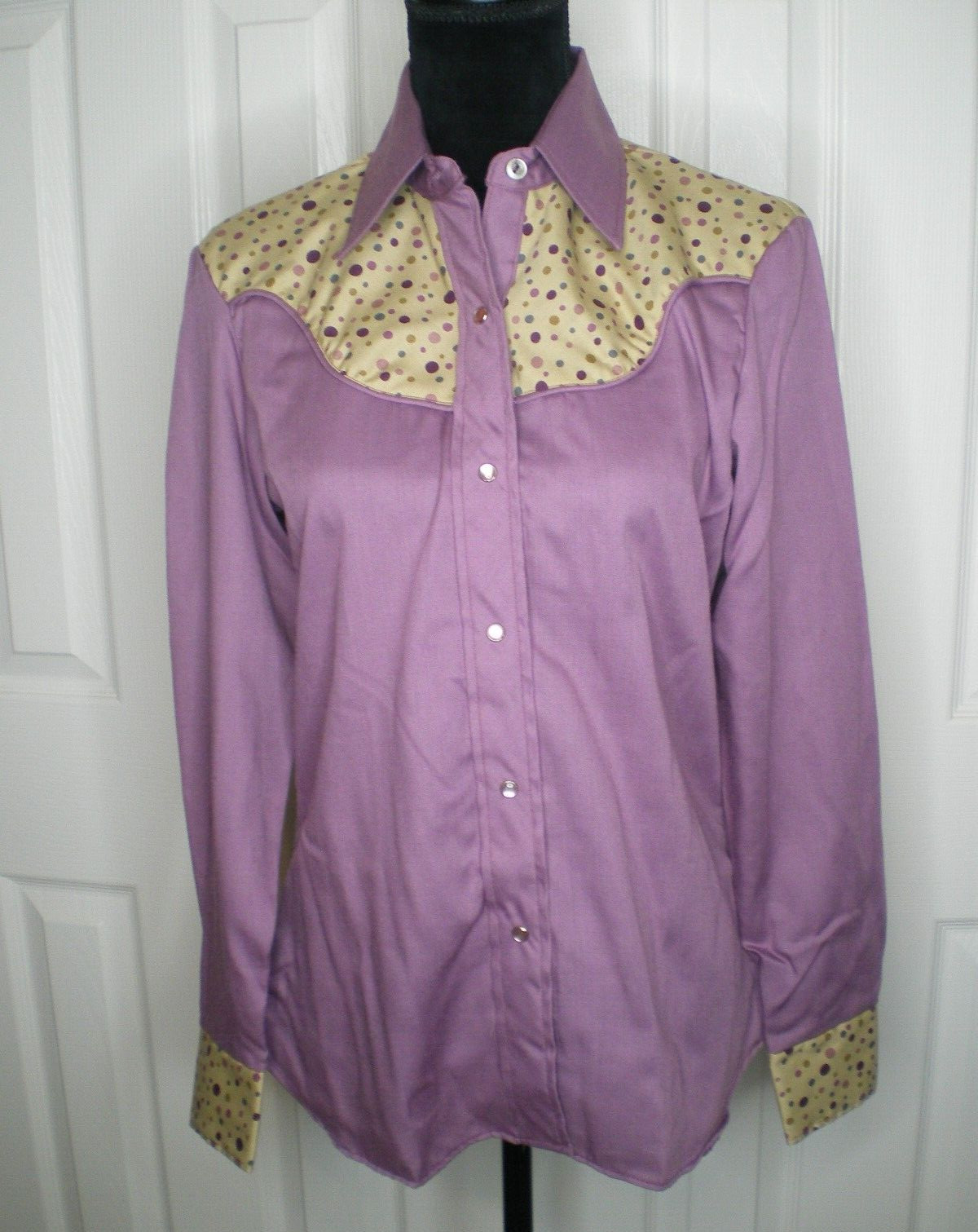 NOS USA Made Tem Tex Western Women’s Long Sleeve Rockabilly Snap Shirt 14