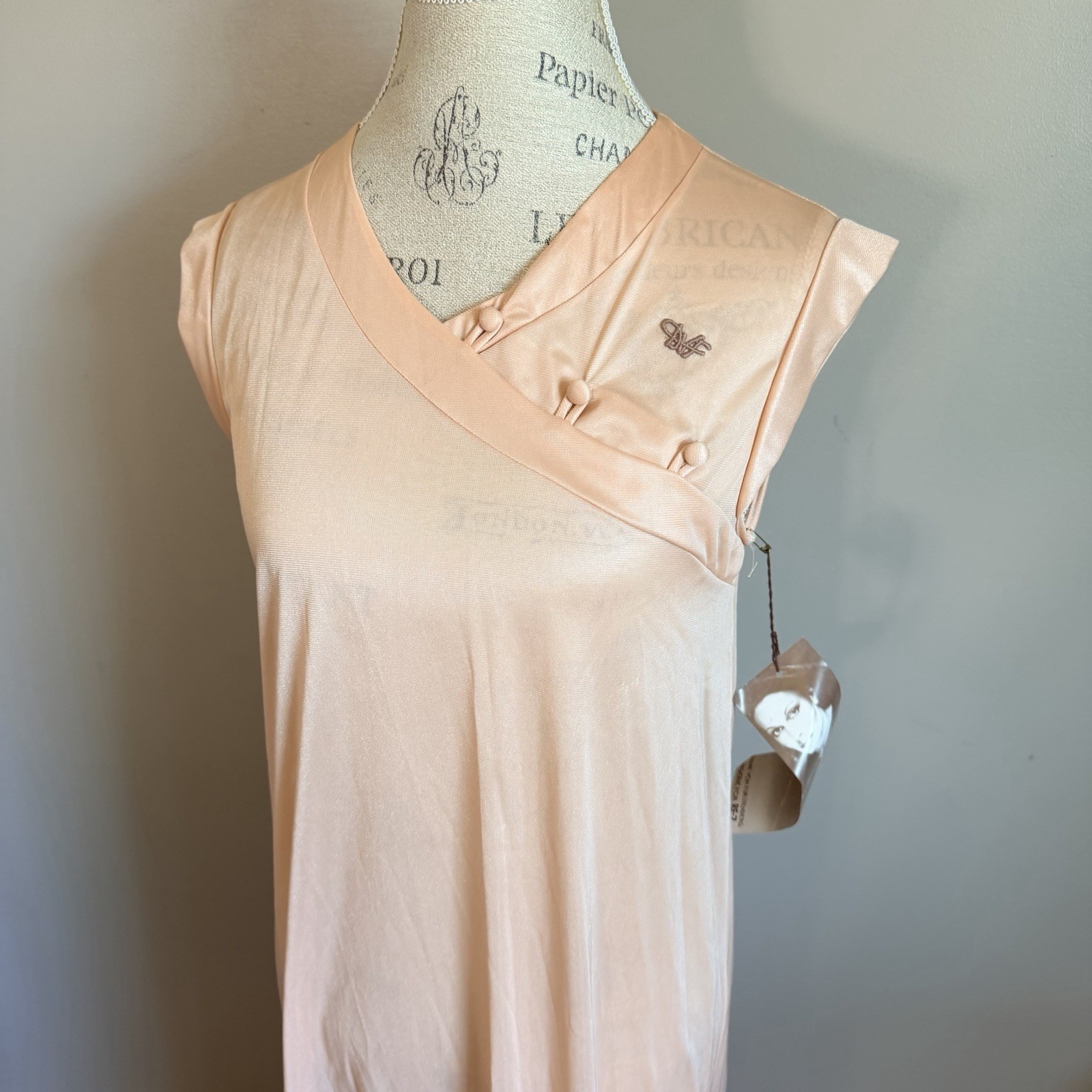 Vintage 70s Diane Von Furstenberg DVF RE-7 Asian Style Long Nightgown Small NWT