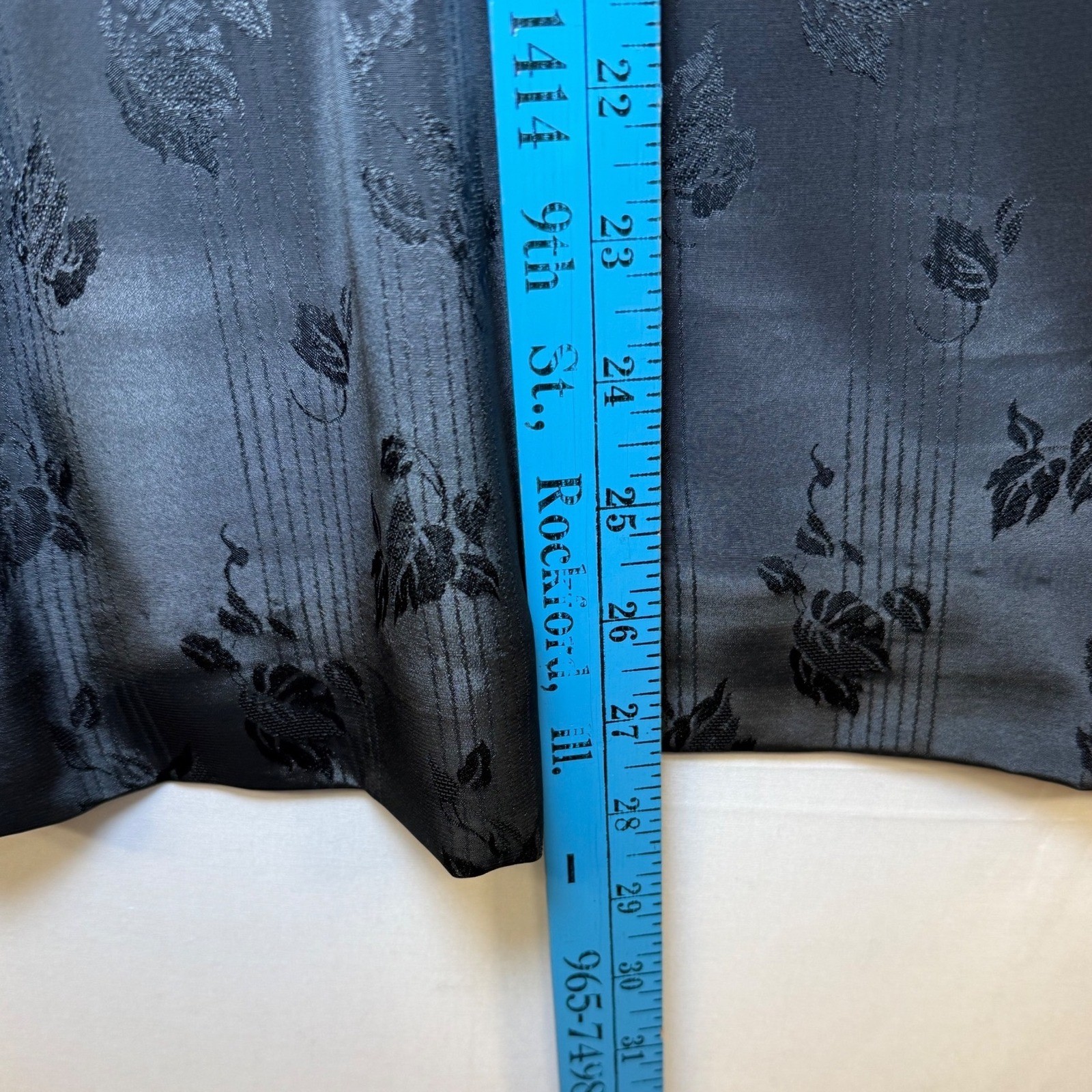 John Meyer Vintage 2-Piece Skirt Set Black Floral Jacquard Bow Blouse Sz 10