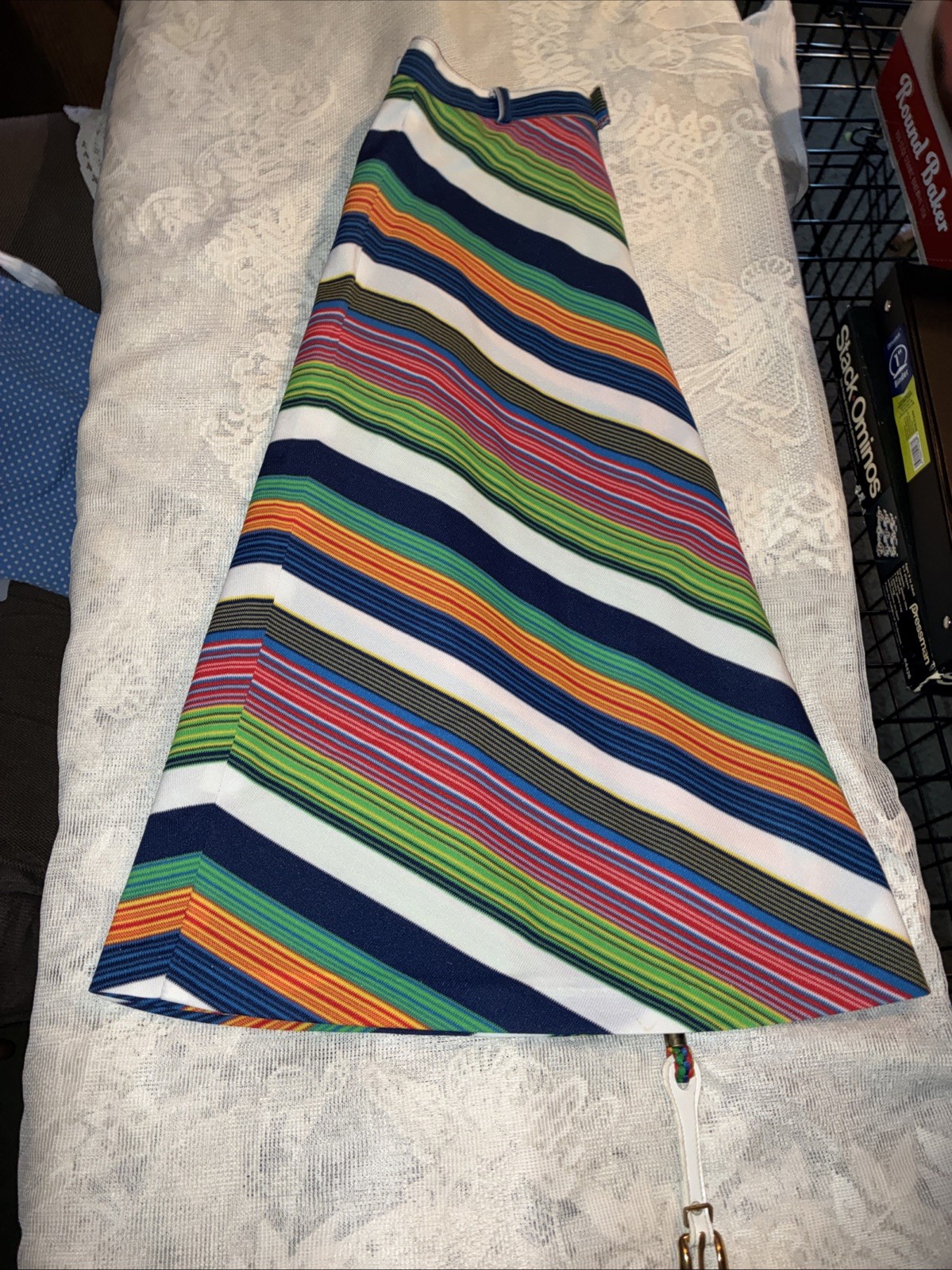 Vintage 70s Tomboy of California? Retro Rainbow Stripe A Line Mini Skirt