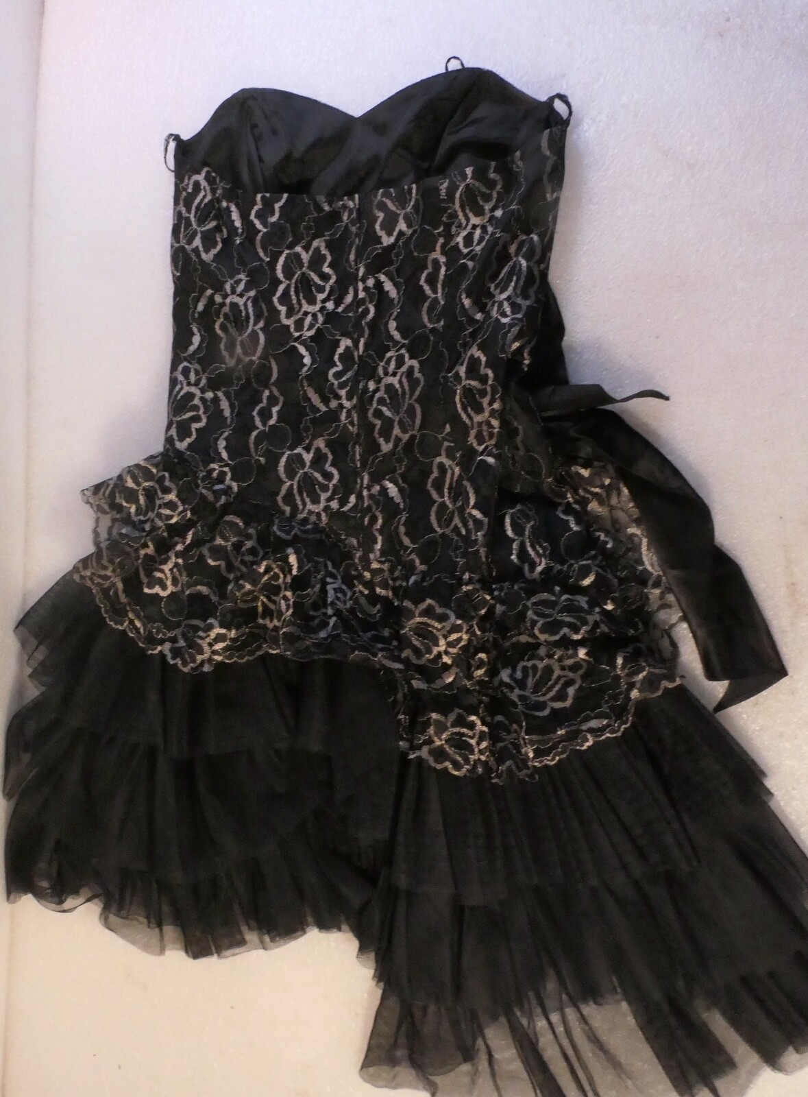 VINTAGE WOMANS 1950’S ROCK N ROLL PUNK CHIFFON DRESS BLACK FLORAL SIZE ?