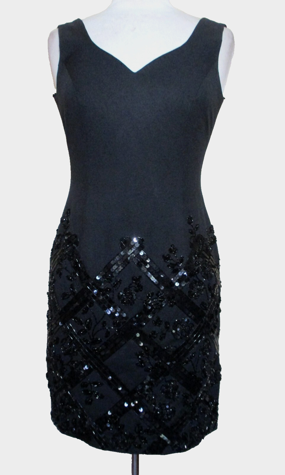 Vintage CDC Bead Sequin Dress Size 4 Women Black Sleeveless Mini