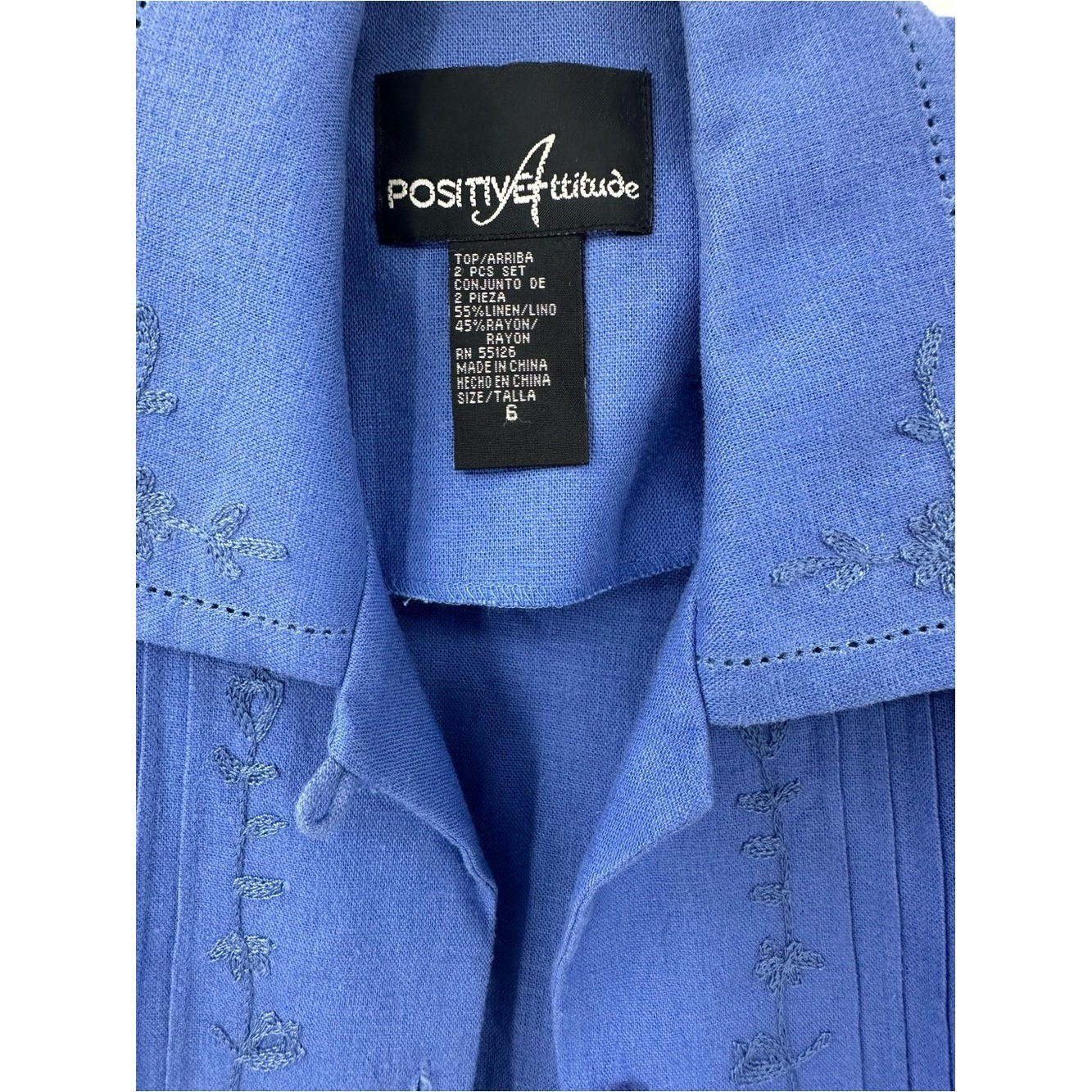 Vintage 90s Positive Attitude Blue Linen Blend Dress Jacket Set 6 NWOT 1180