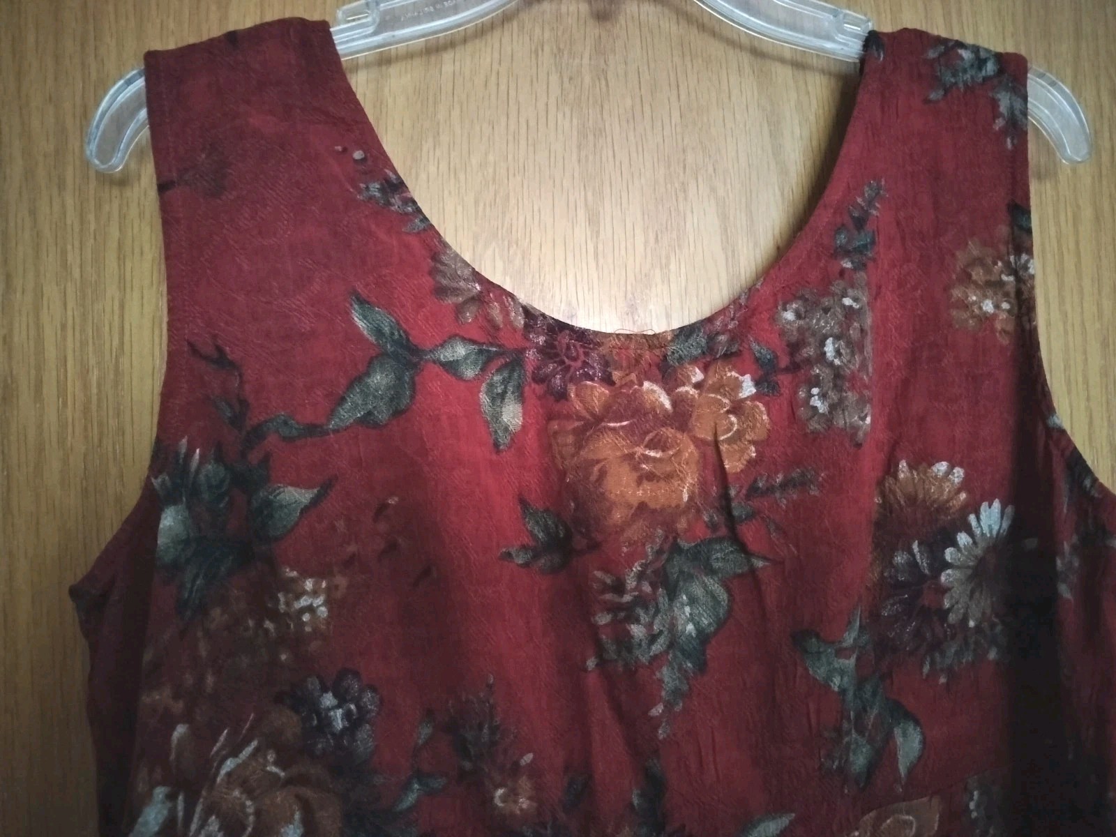 Dressbarn Midi Dress Vintage Dark Red Multicolor Floral Textured Size L