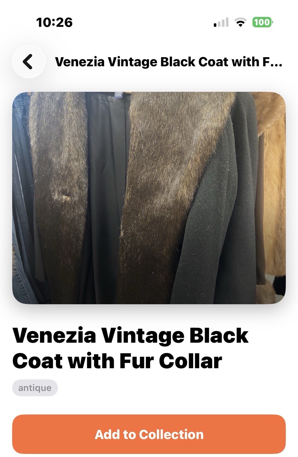 Venezia Woo Coat W/Fur Collar Circa 1990S Beautiful Condition At Super Low Price