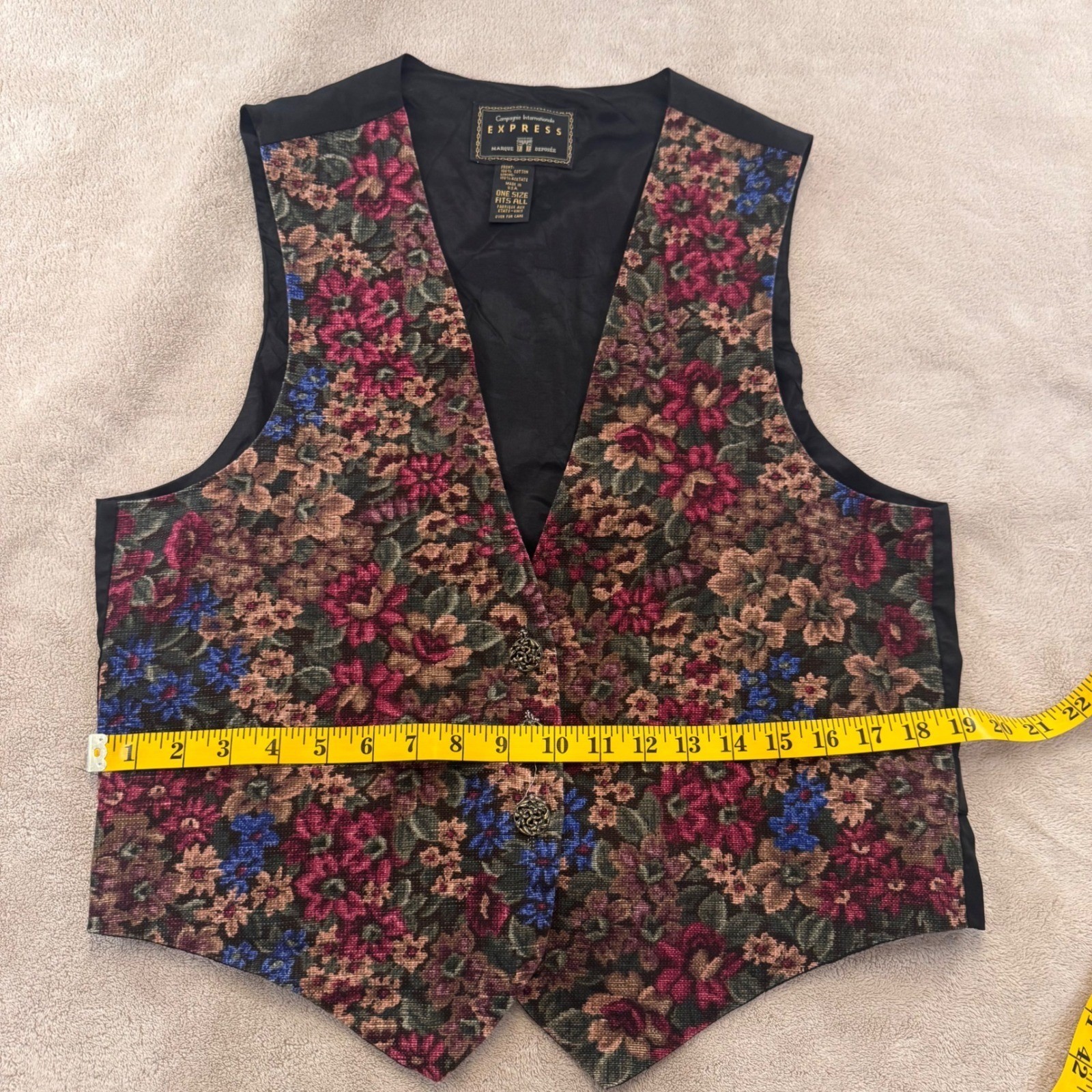 Vintage Floral Tapestry Vest Boho Cottagecore Whimsygoth Retro Artsy Sz M/L