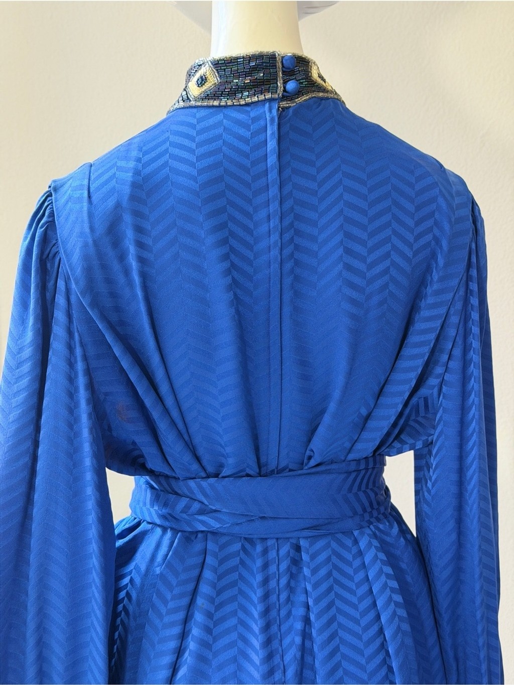 Vintage Lillie Rubin Royal Blue rLong Sleeve Belted Midi Dress