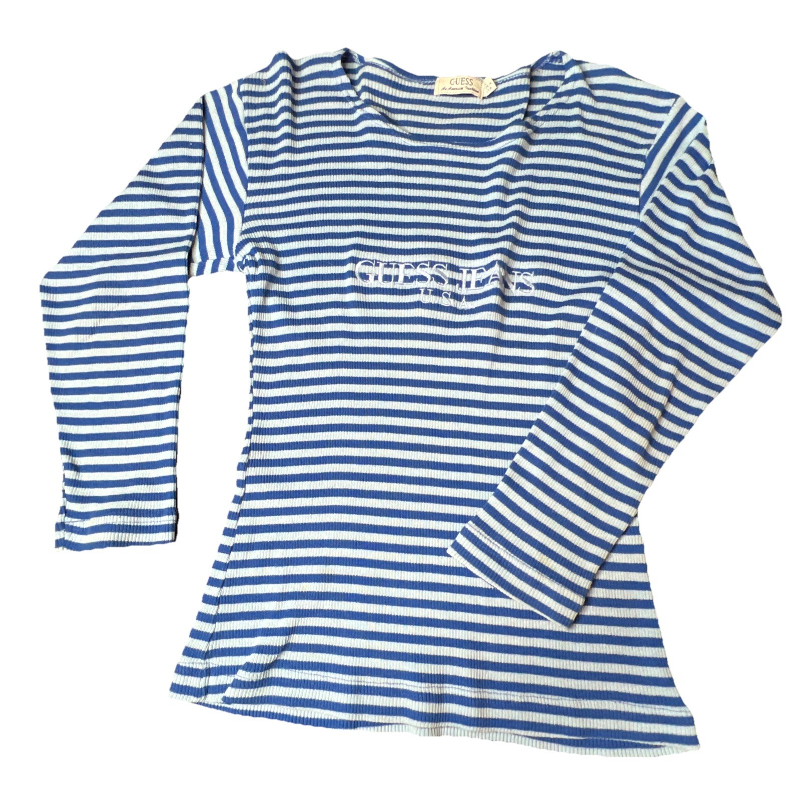 Vintage 90s Guess Originals GUESS Jeans Embroidered Striped Shirt Large Rare