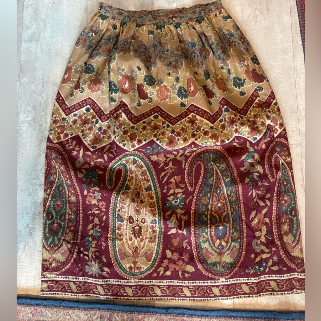 Vintage Ferrara of Milan Paisley Skirt Union Made USA Vintage 12- Modern Small