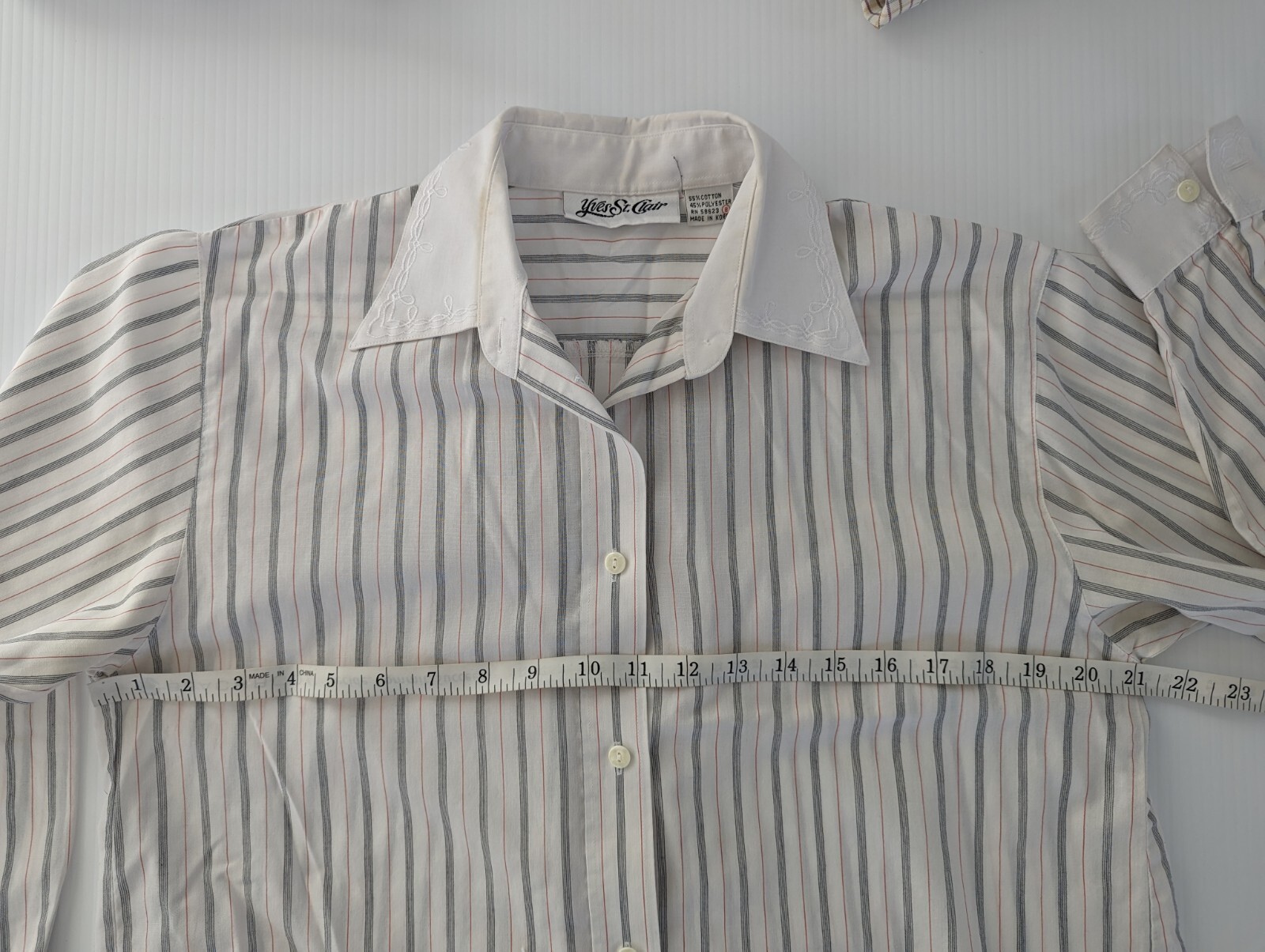 Lot 3 VTG Womens 8/LG Collared Button Blouses Yves St Clair Ralph Lauren Stripes