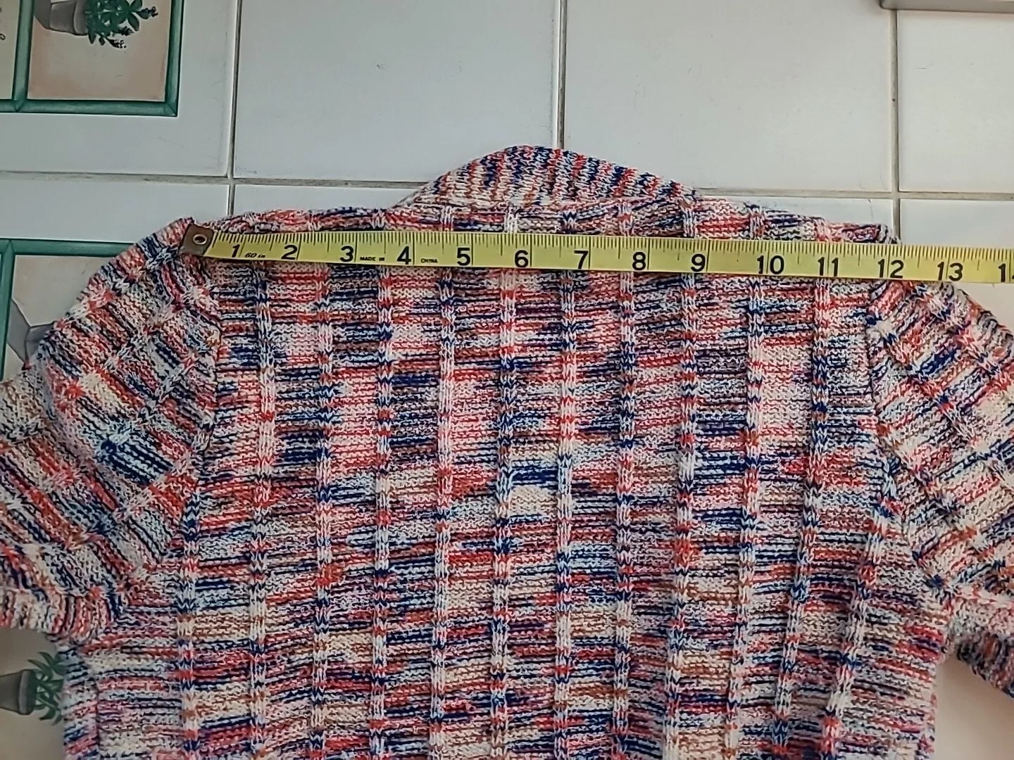 70s Organically Grown Sweater Arpeja Medium Colorful Knit Cardigan Red Blue