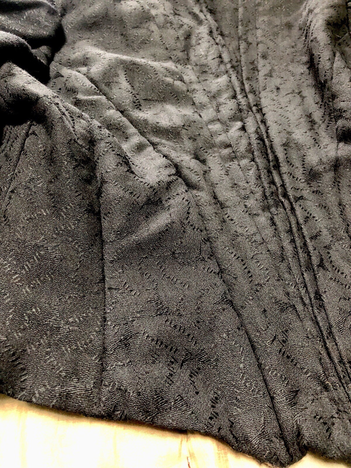 Orig VICTORIAN 1900 Black GIBSON GIRL Jacquard WOOL CHALLIS 2PC DRESS DRESS Exc