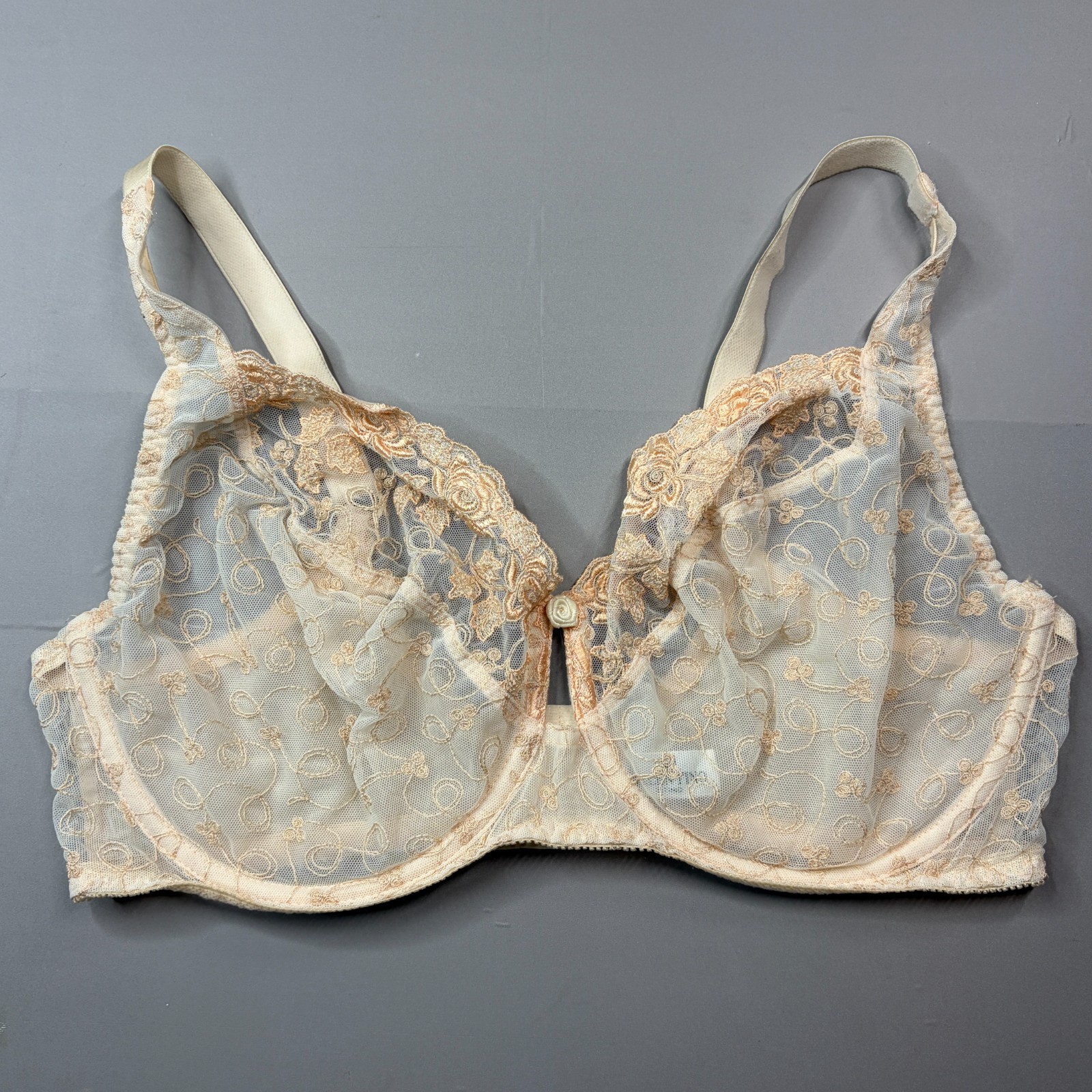 Vintage Valentino Intimo Bra 40DD Lace Unlined Underwire Adjustable Straps