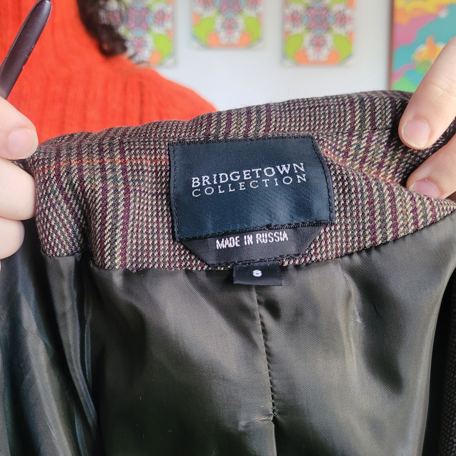 Vintage 70s Bridgetown Collection Russian Made Brown/orange Wool Blazer 8