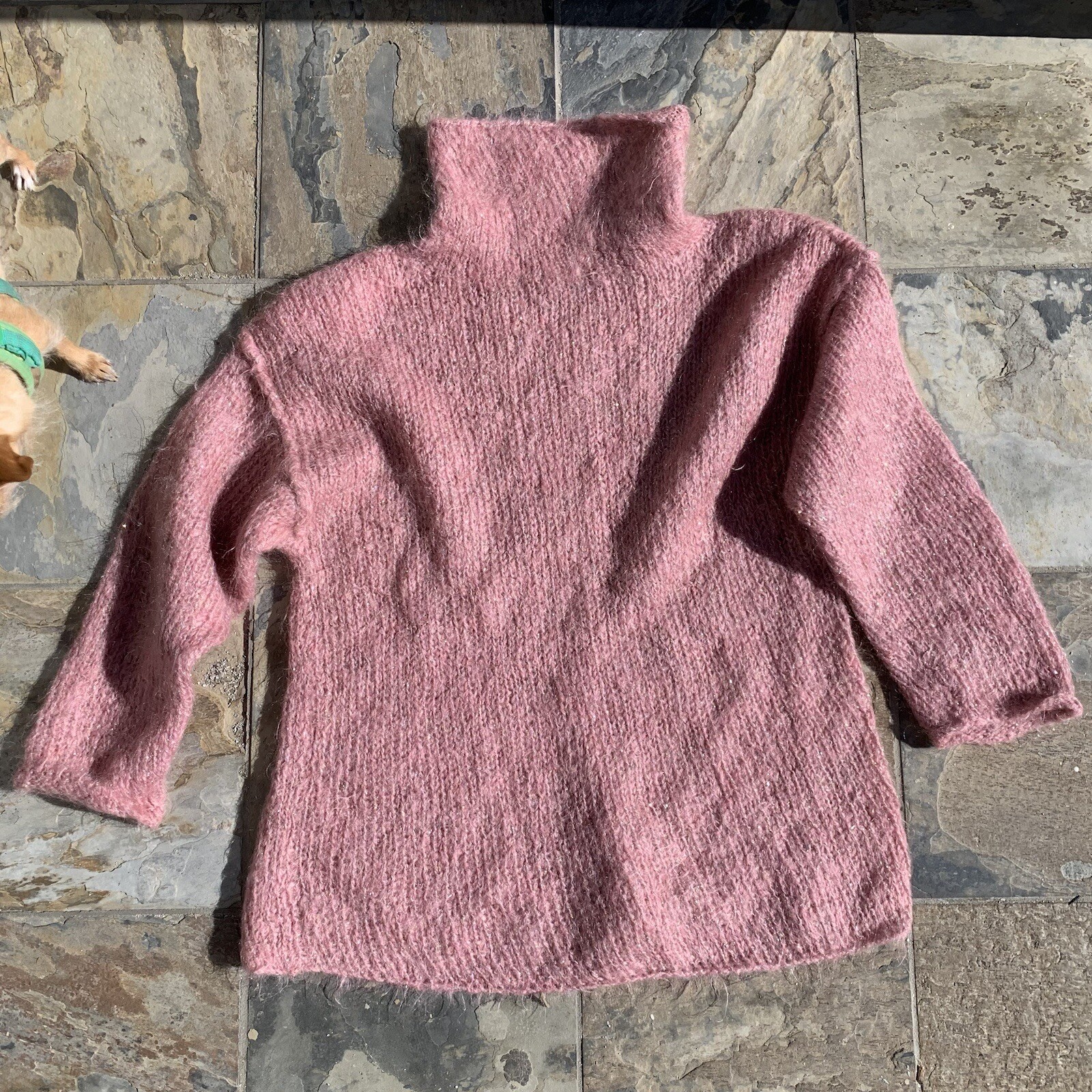 Vintage 80s 90s Carole Little Pink & Gold Thread mohair pullover sweater sz m