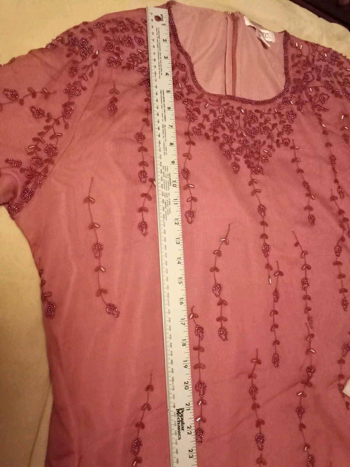 Beaded Silk Dress Long 20 NWT Made In India Vntg
