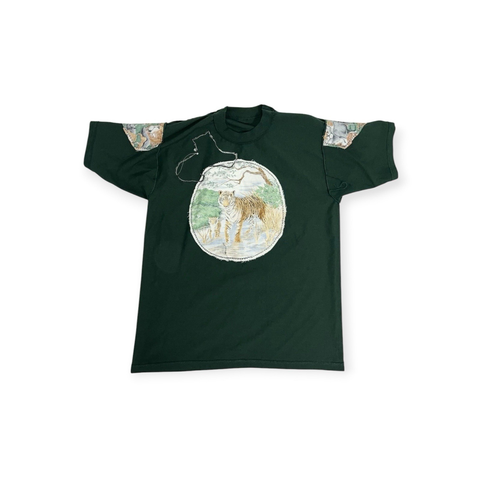 VINTAGE NEW WAVE TIGER WILD CAT PATCH T-SHIRT JUNGLE TIKI PUNK ROCK MAXIMALIST