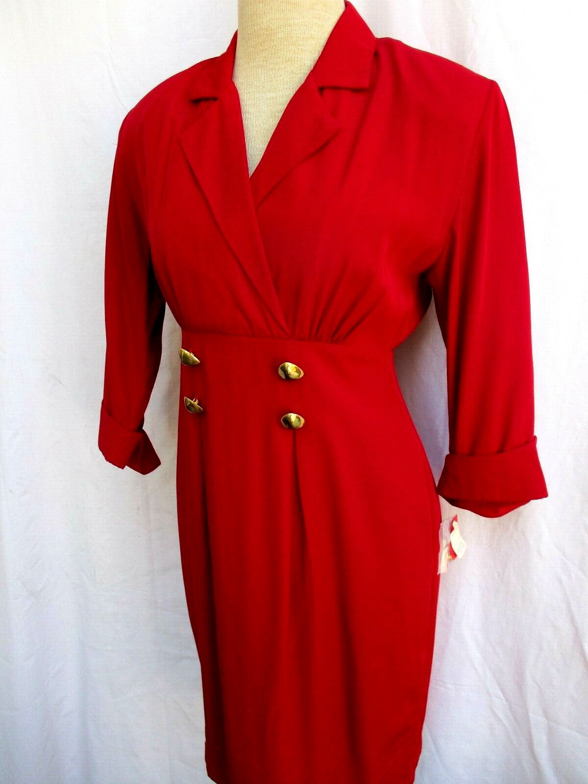 VTG 90’s..DARK RED..RAYON..EMPIRE..SEXY..DRESS..NEW OLD STOCK..sz 4
