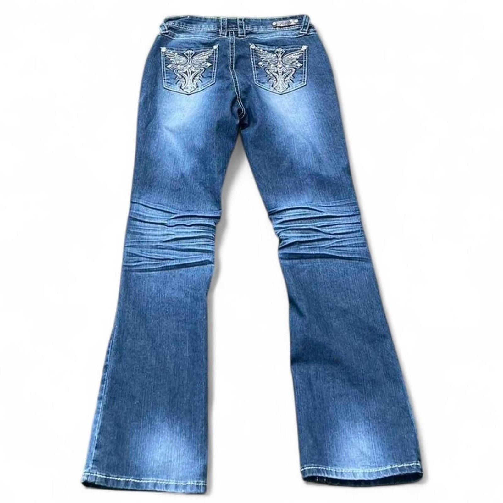 Y2k Royalty Ymi-jeans Women’s embroidred cross Blue and Navy Jeans