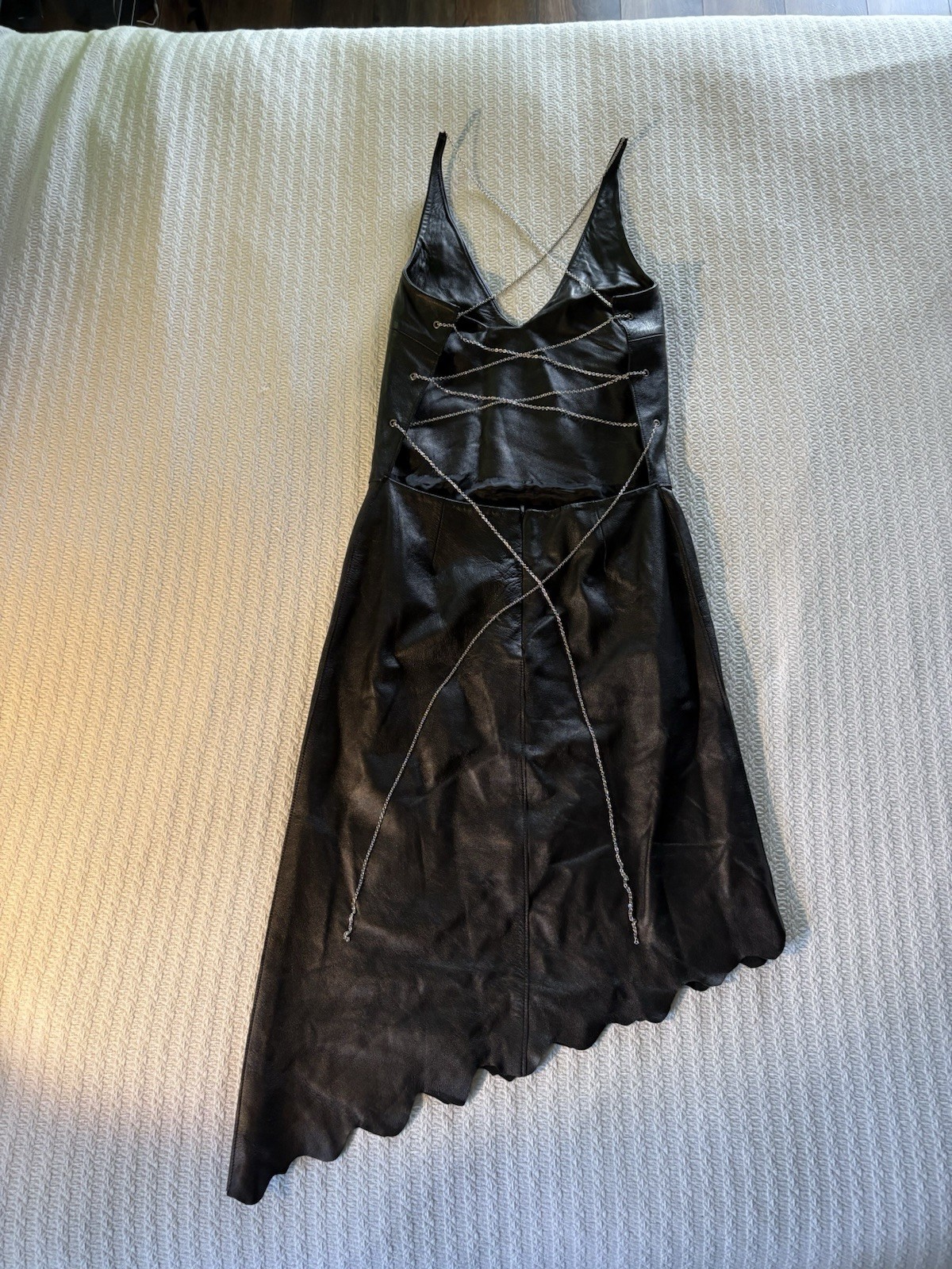 Vintage 80s 90s Goth Club Leather & Chains Corset Dress Trad Death Rock Metal