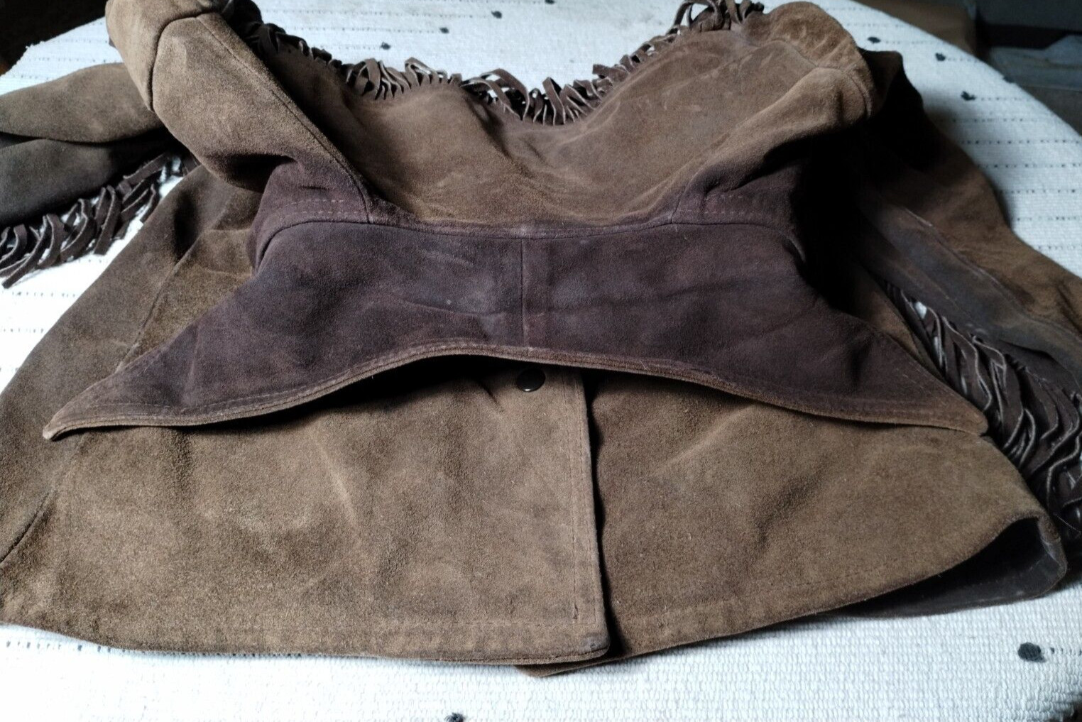 Western VINTAGE leather FRINGE heavy LEATHER size 12 biker COWGIRL
