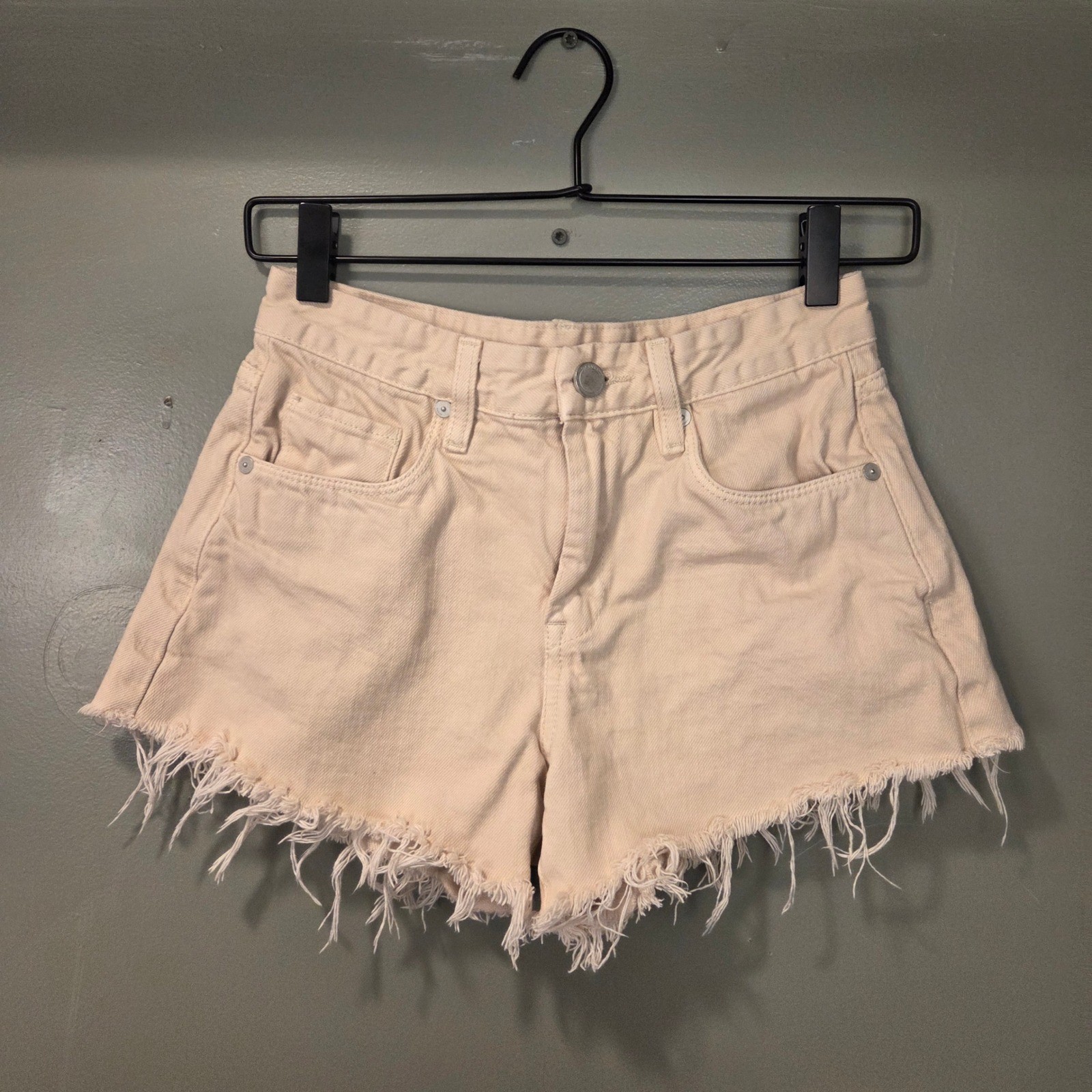 Blank NYC The Barrow Vintage High Rise Short Raw Hem, Women’s Size 25, Light Tan