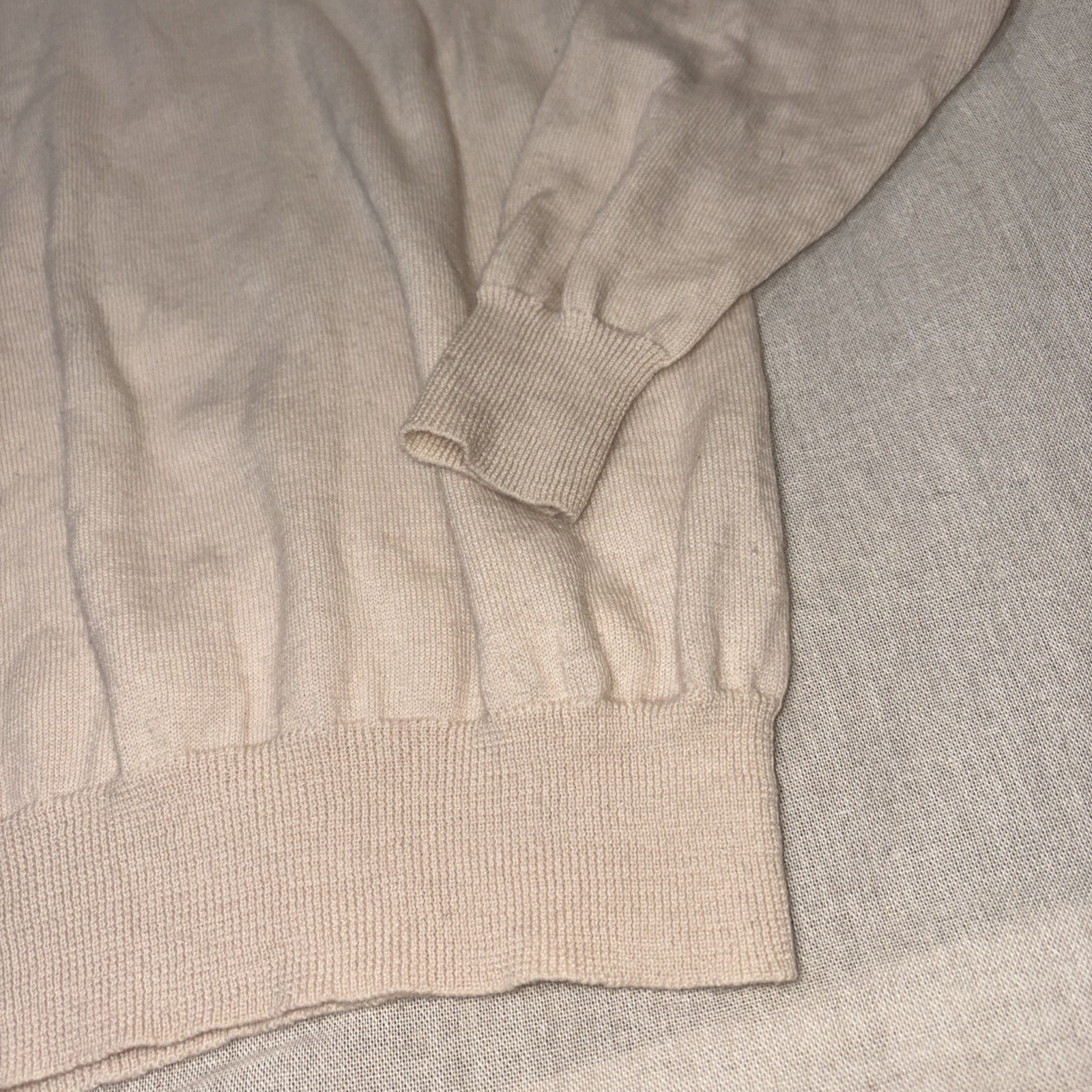 VTG Bleyle 100% Merino Wool Women’s 1/4 Back Zip Cream Long Sleeve Sweater Sz S