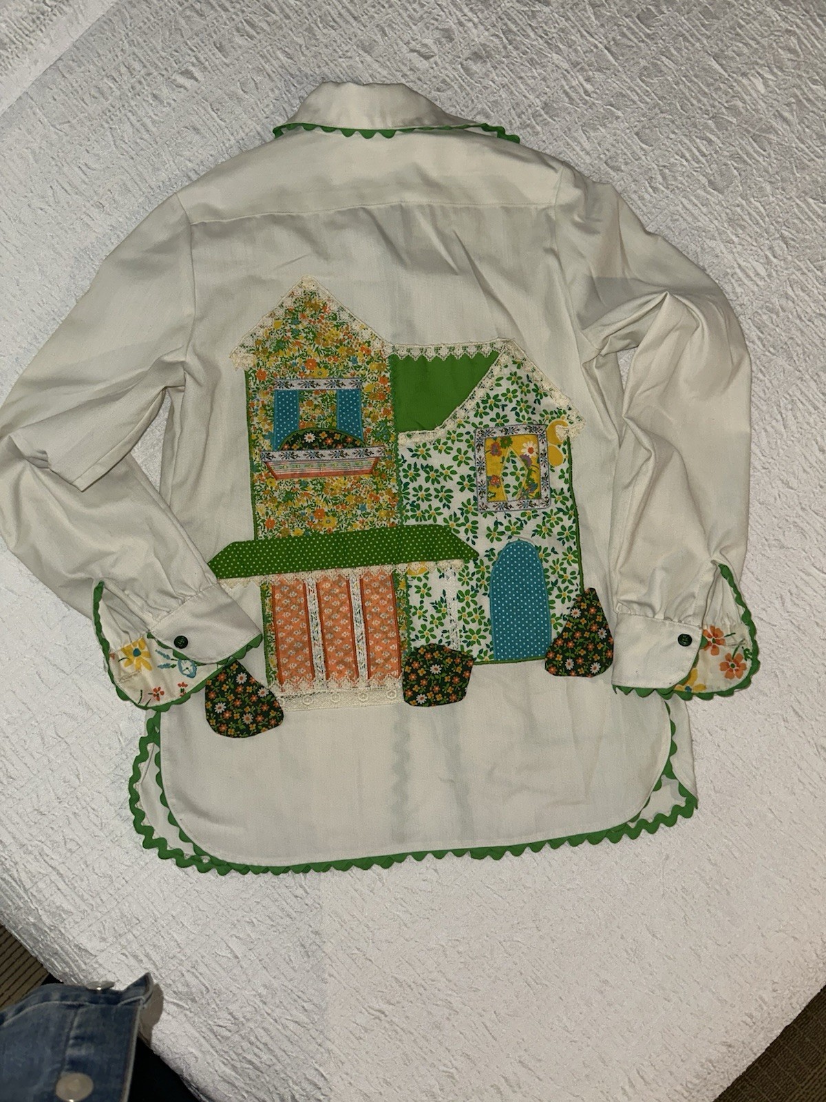 Vintage 1970s authentic Catherine Carr button up lapel patchwork shirt