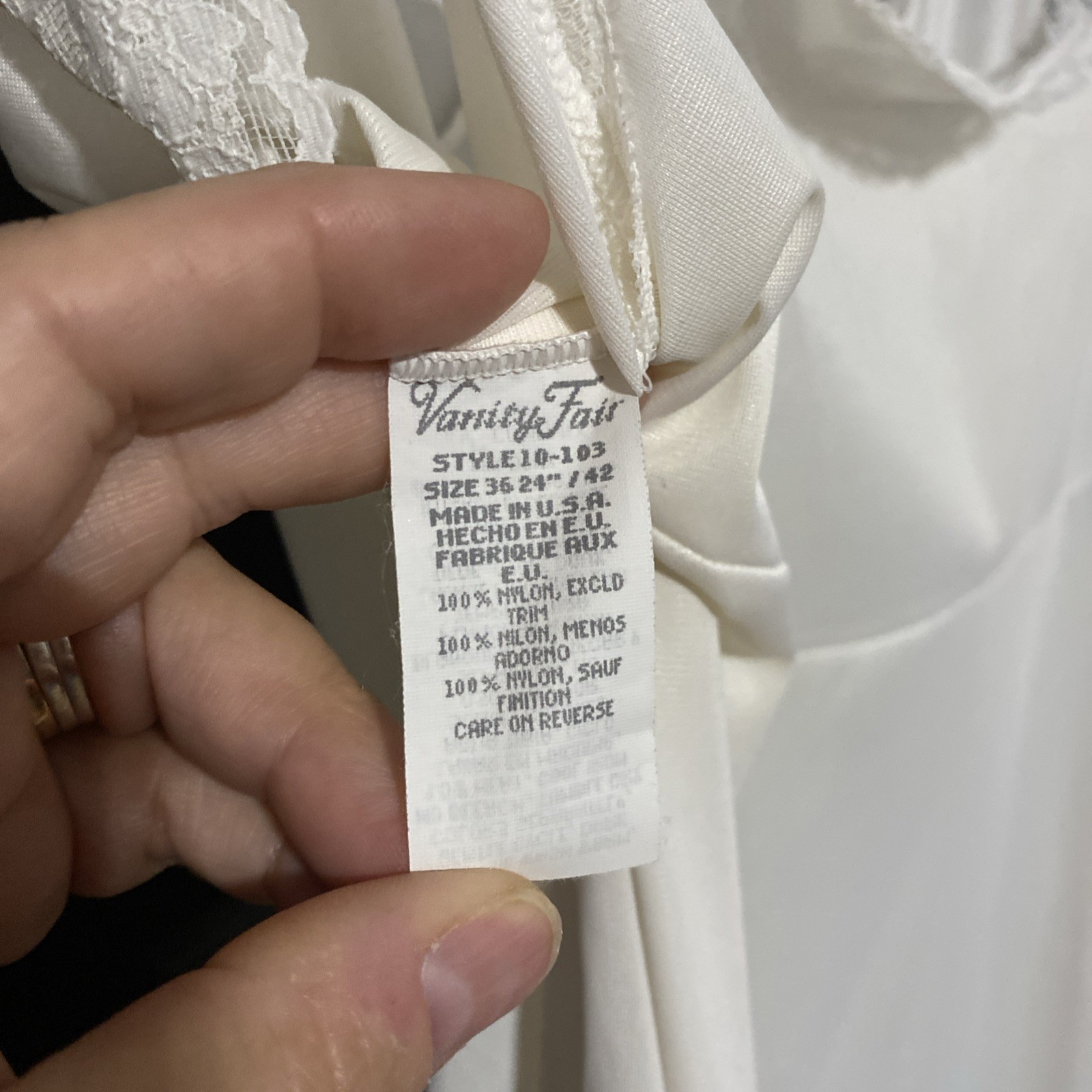 VTG Vanity Fair 10-103 Sz 36 Semi-Sheer White Nylon Lace Trim 24″ Rockabilly