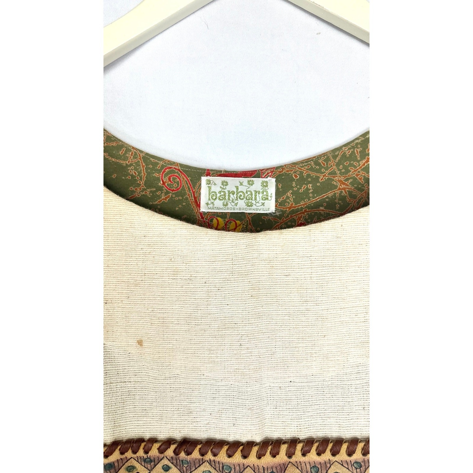 Vintage 1970s Barbara Matamoros Canvas Cape Dress African Barkcloth Print