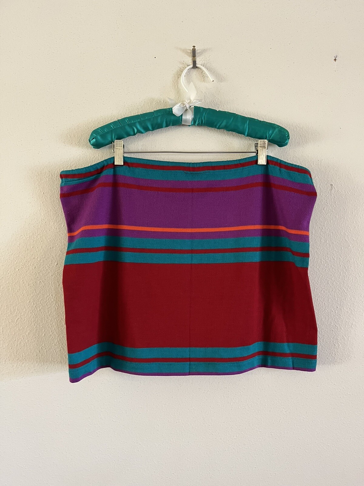 70s Hang Ten Charlies Girls Striped Skirt Tie Waist Mod Surf Swim Skate VTG