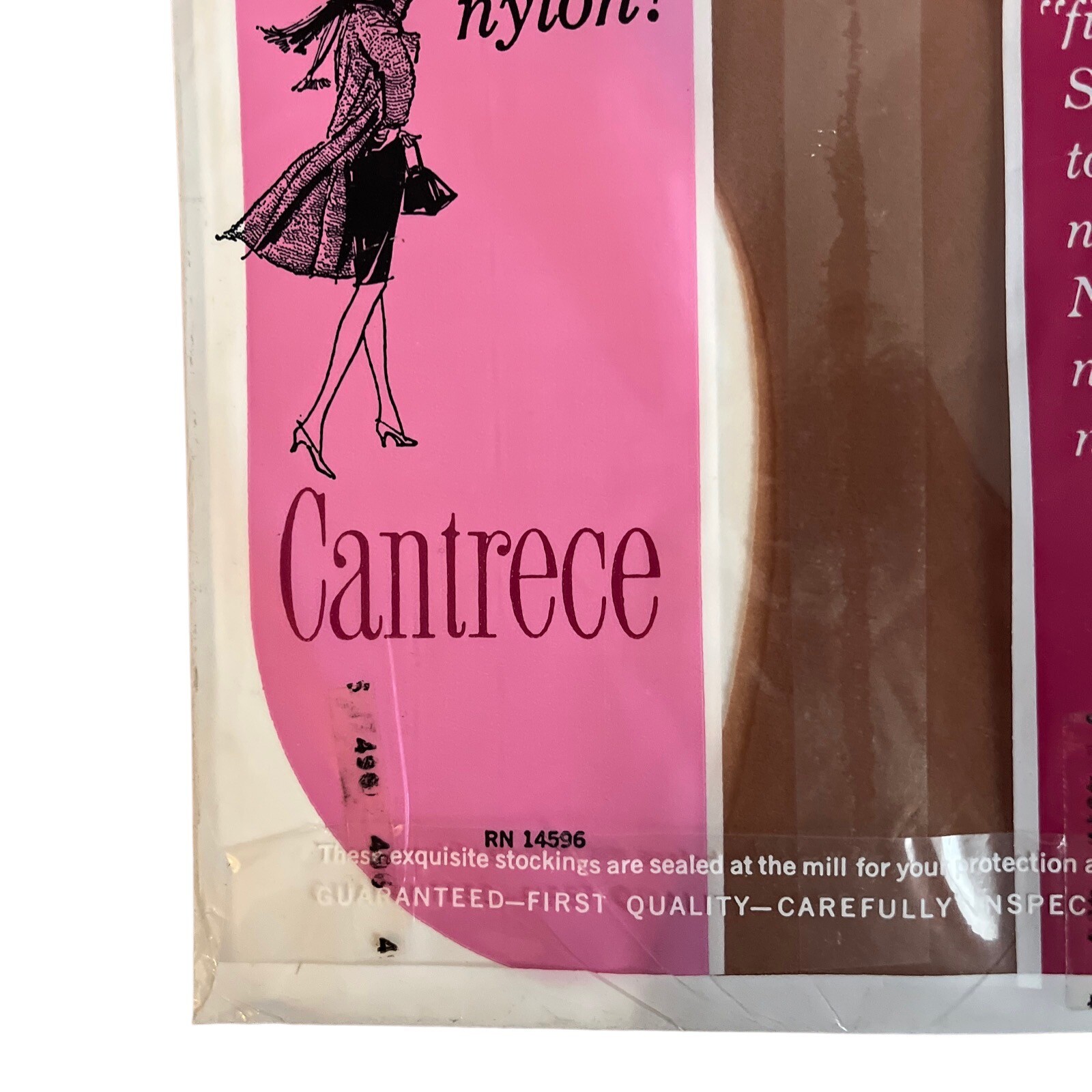 Vintage CANTRECE Seamless 100% Nylon Panty Hose #4900 Beige Size B 9.5-10
