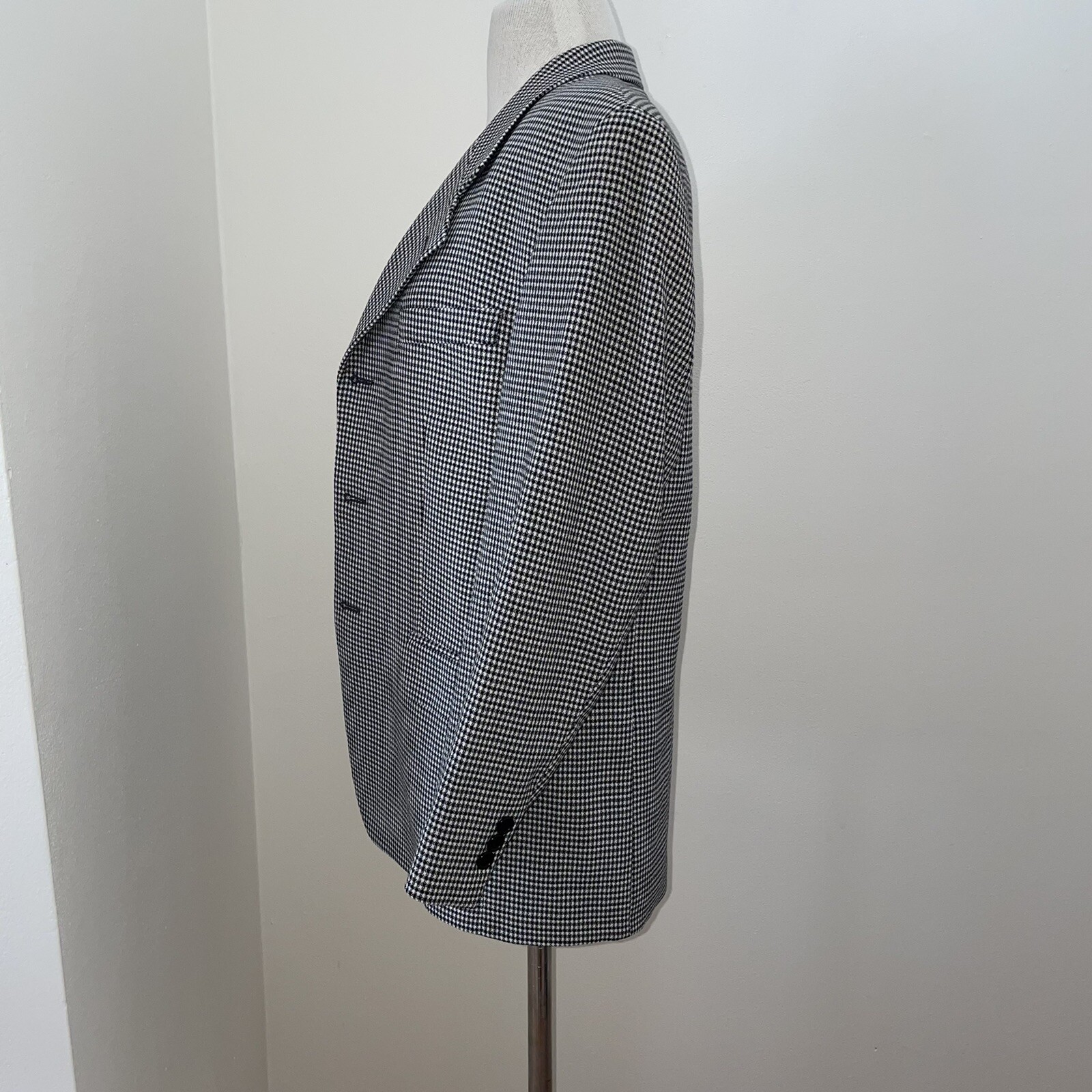 Vintage Wool Black/White Checkered Oversized Blazer Sz S/Medium Academia Preppy