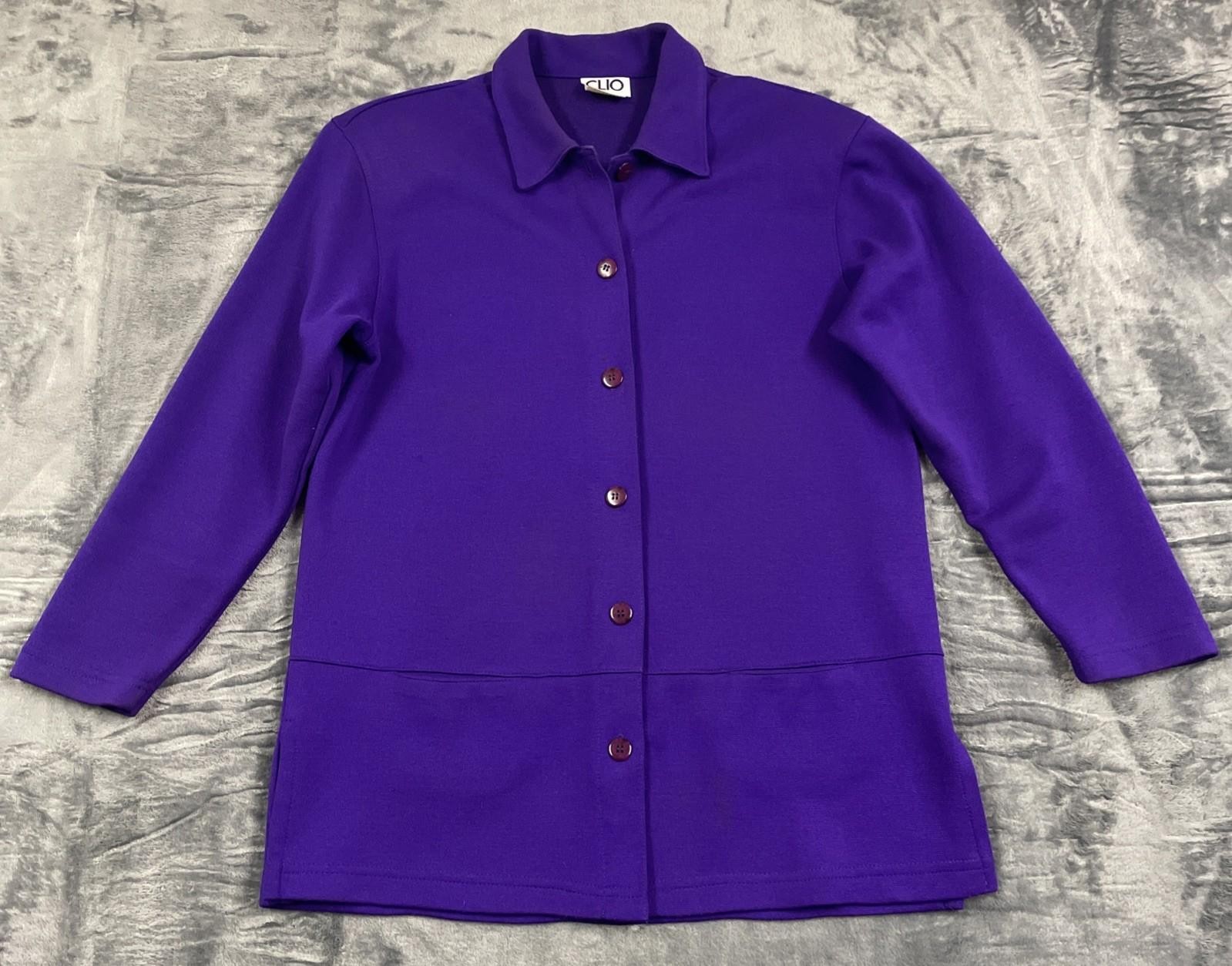 Vintage CLIO Purple Knit 2 Pc Suit Set Jacket Pants Women Small Made USA EUC