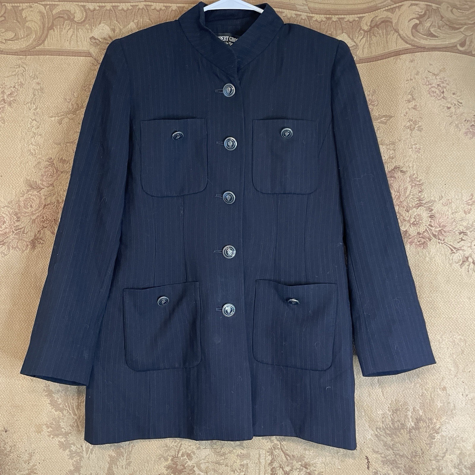 Herbert Grossman Military Style Black Jacket Blazer Women’s Vintage Made in USA