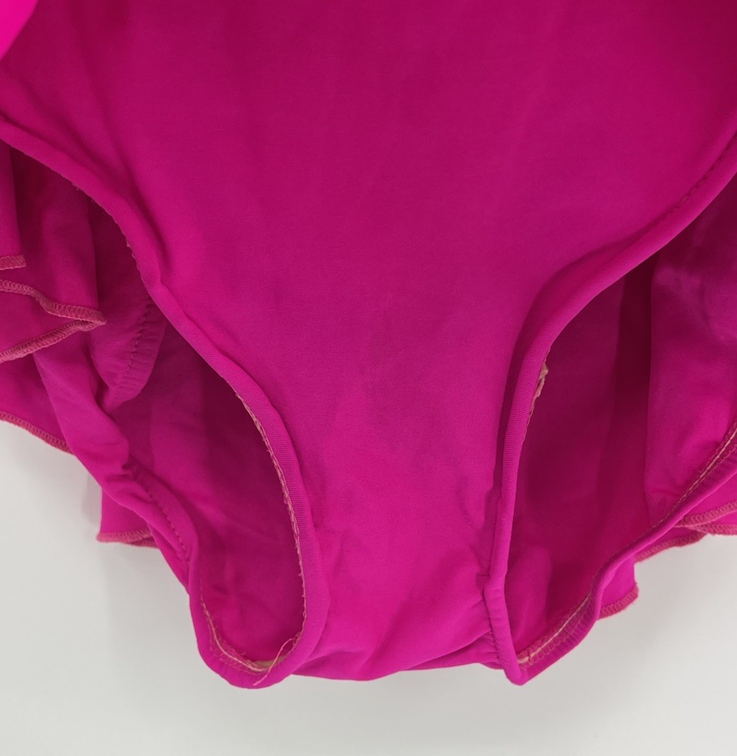 Vintage Rose Marie Reid Skirted Swimsuit Size 16 One Piece Hot Pink USA Made