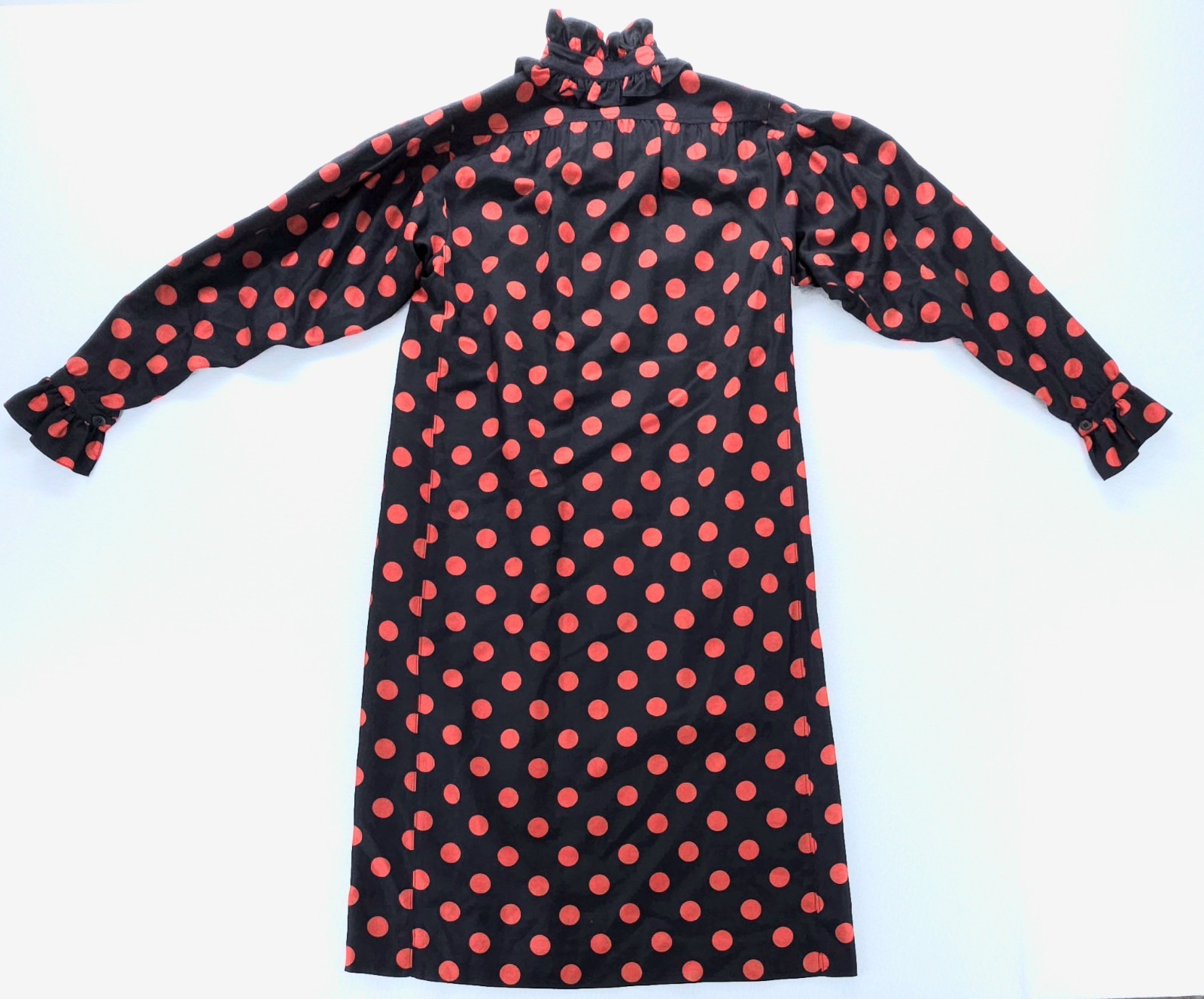 Vintage Saint Laurent Rive Gauche Red Polka Dot Dress 36 FR 4 US Made in France