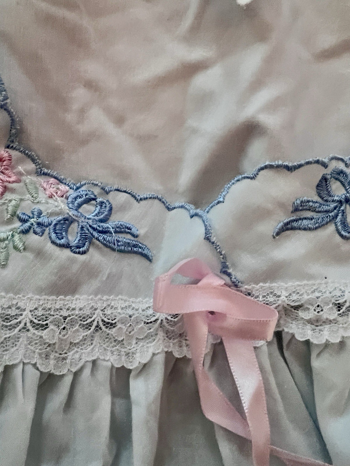 Vintage Carole 1X Pink Nightgown Embroidered Lace Cotton Cottagecore Midi