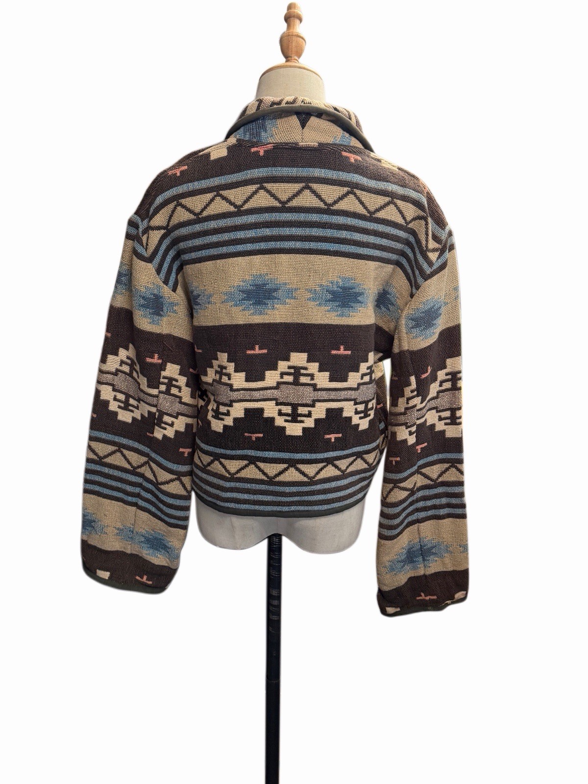 Gorgeous Vintage 90s Aztec Southwestern Cotton Tapestry Jacket Women’s Sz M