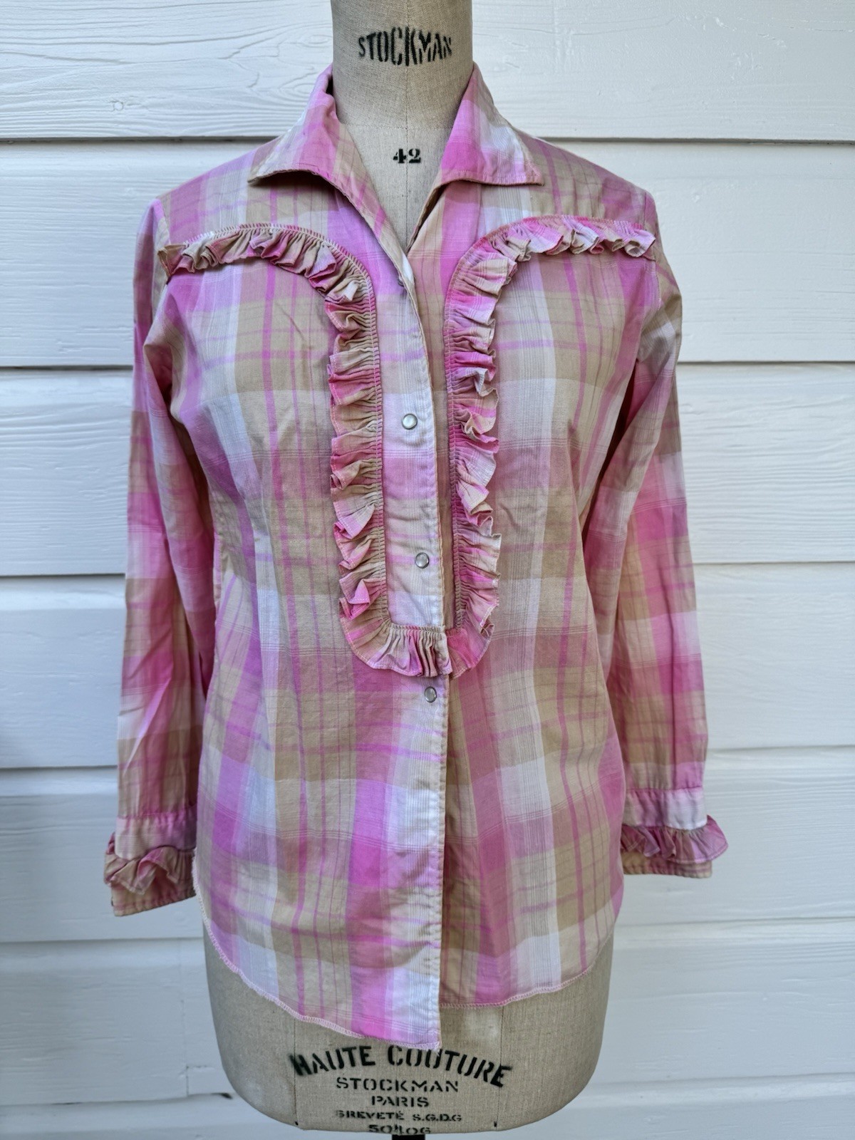 Vintage RARE 1950’s Big E Levi’s Western Wear Plaid Pearl Snap Rodeo Queen Shirt